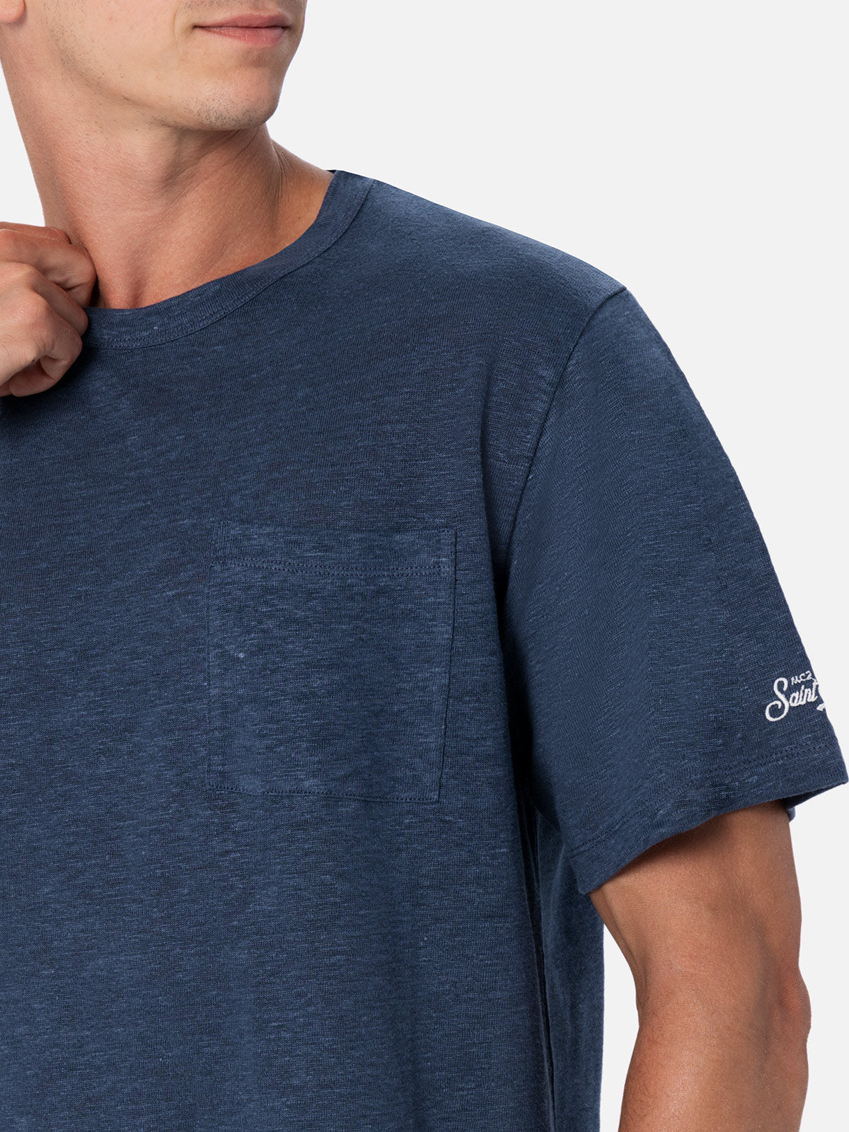 mc2-saint-barth-ecstasea-t-shirt-uomo-lino-blu-navy image 3