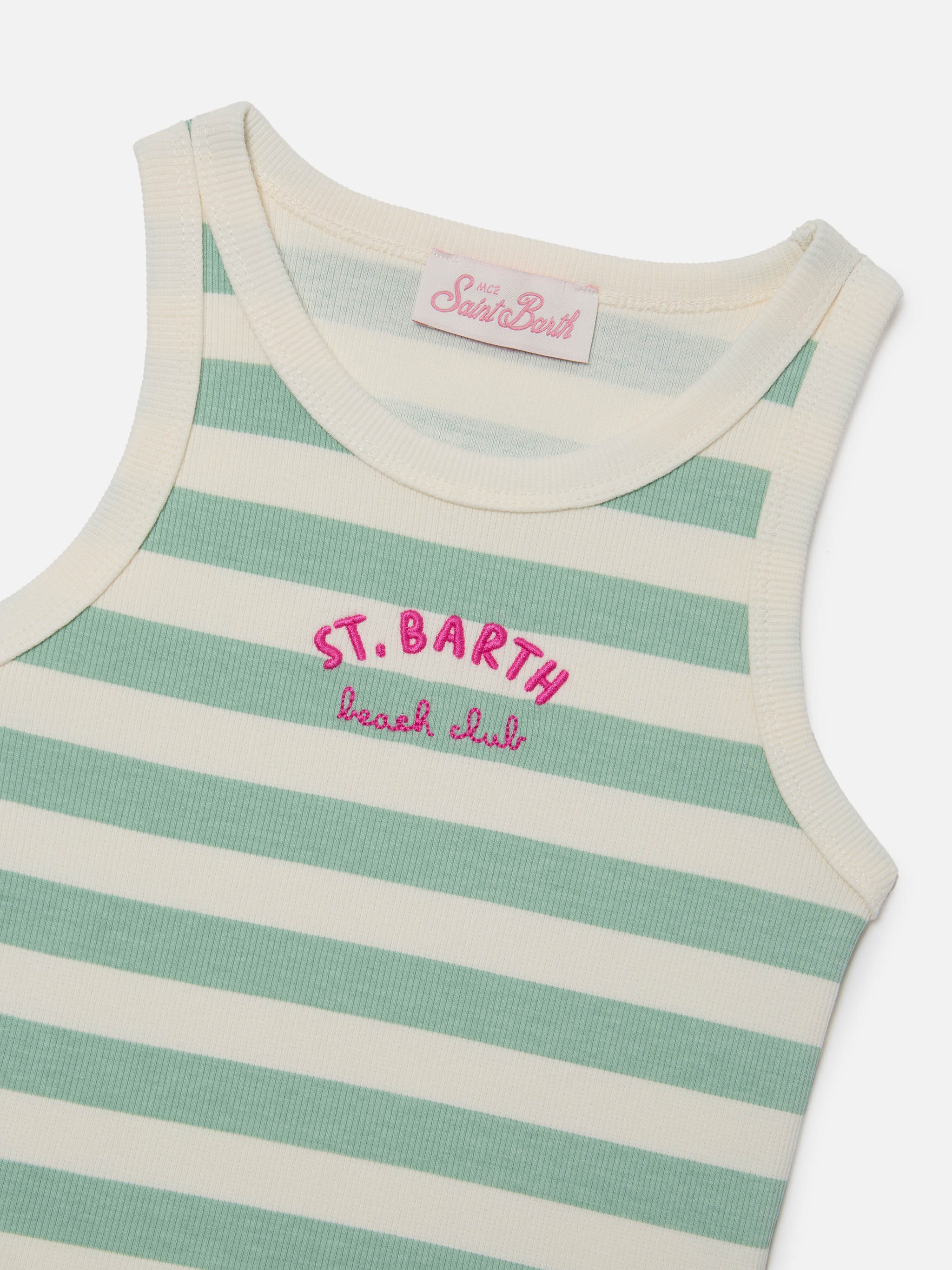 mc2-saint-barth-blue-jr-top-bambina-a-righe-verdi-e-bianche-logo-ricamato image 2