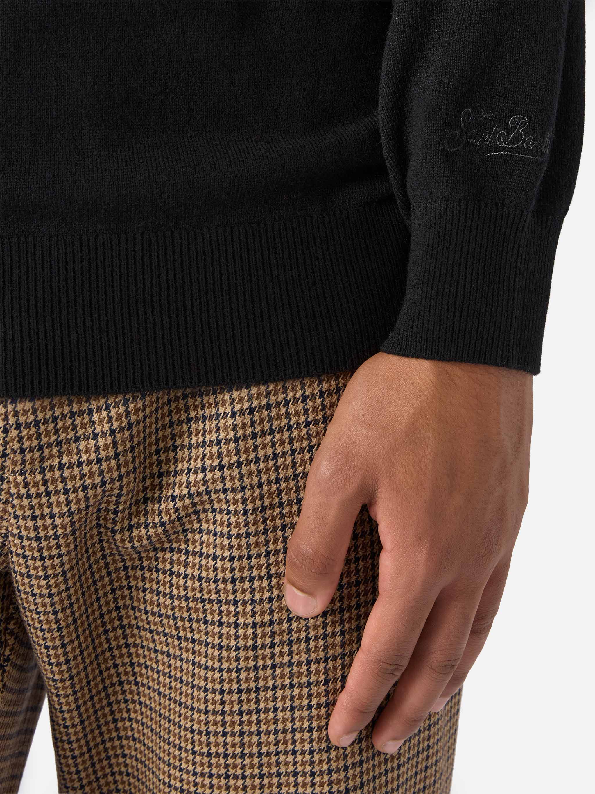 mc2-saint-barth-bond-dolcevita-uomo-nero-lana-merino-e-cashmere image 4