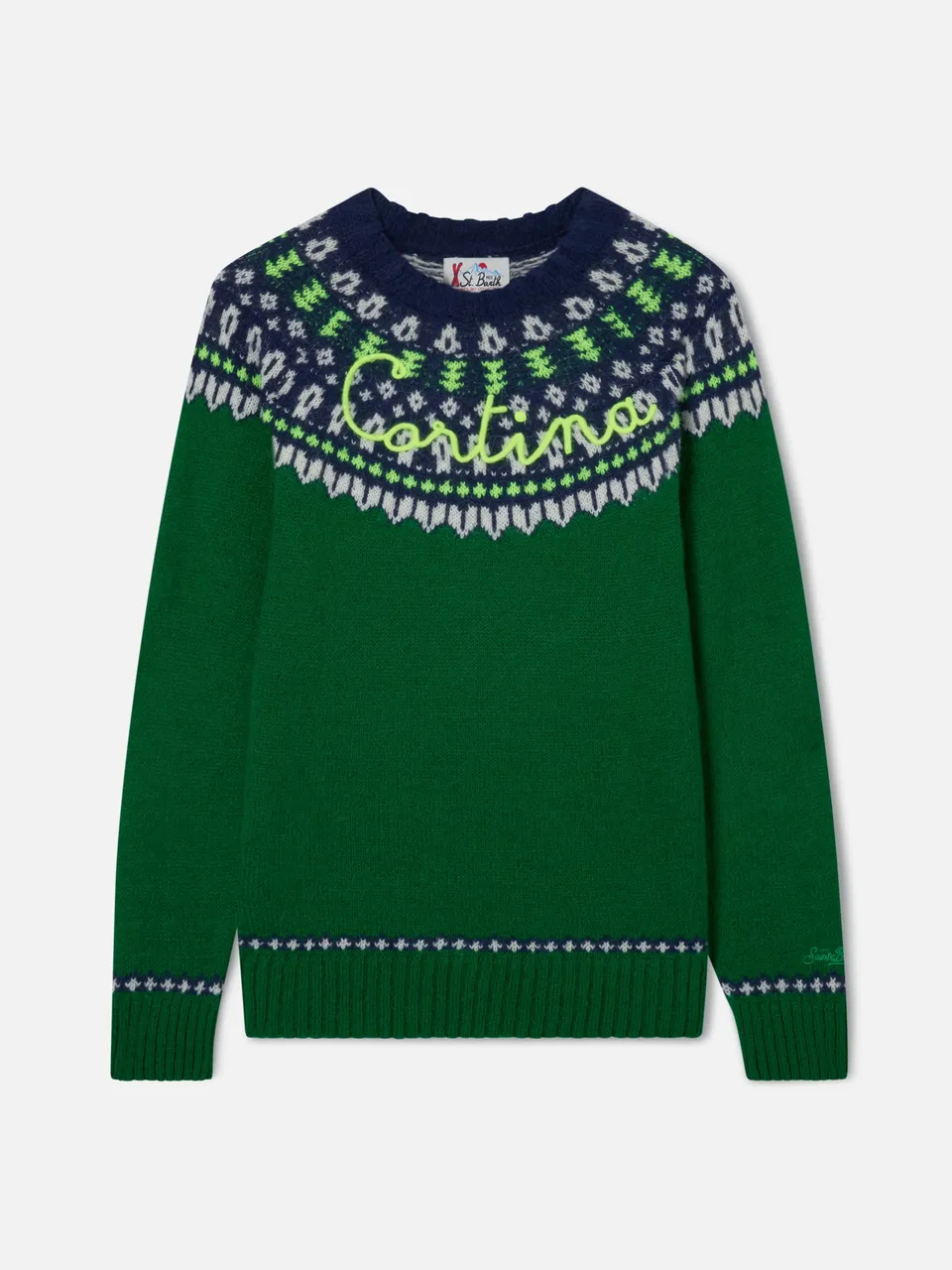 mc2-saint-barth-maglione-girocollo-heron-uomo-in-alpaca-jacquard-fair-isle-verde image 1