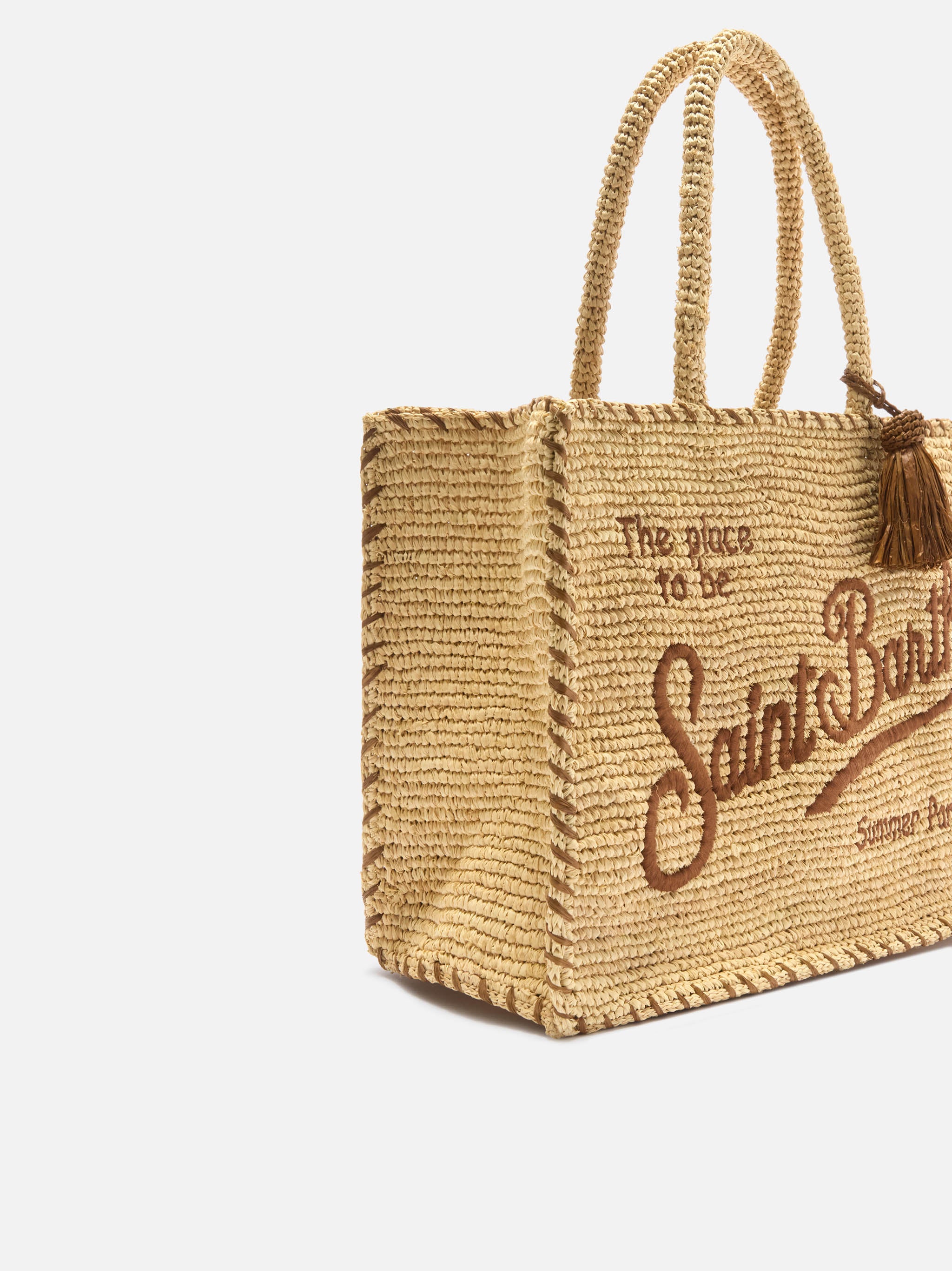 mc2-saint-barth-vanity-borsa-mare-donna-raffia-beige-con-dettagli-marroni image 3