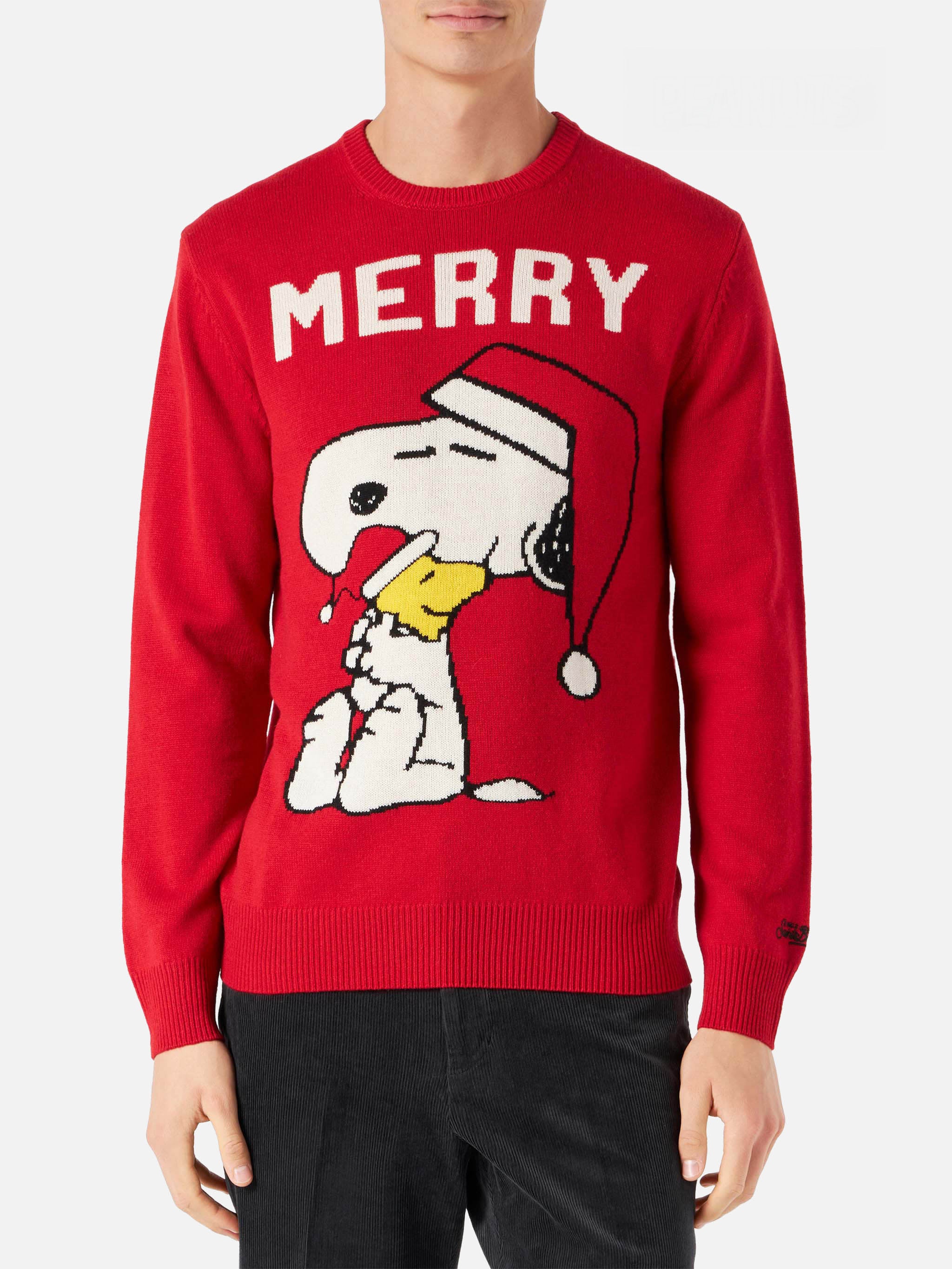 mc2-saint-barth-heron-maglia-uomo-snoopy-merry-misto-cashmere-rossa-peanuts-spec image 1