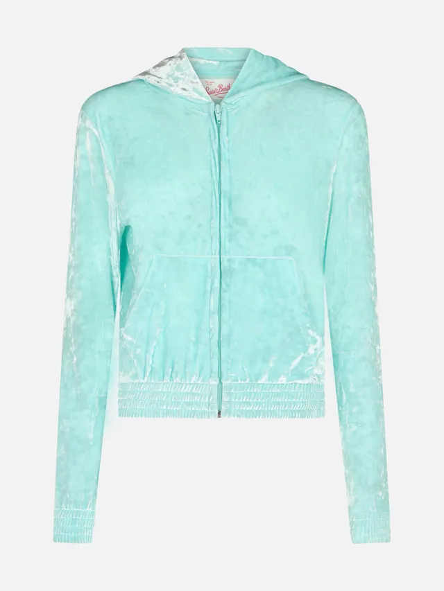 mc2-saint-barth-felpa-jasmine-con-zip-in-ciniglia-verde-acqua-da-donna image 1