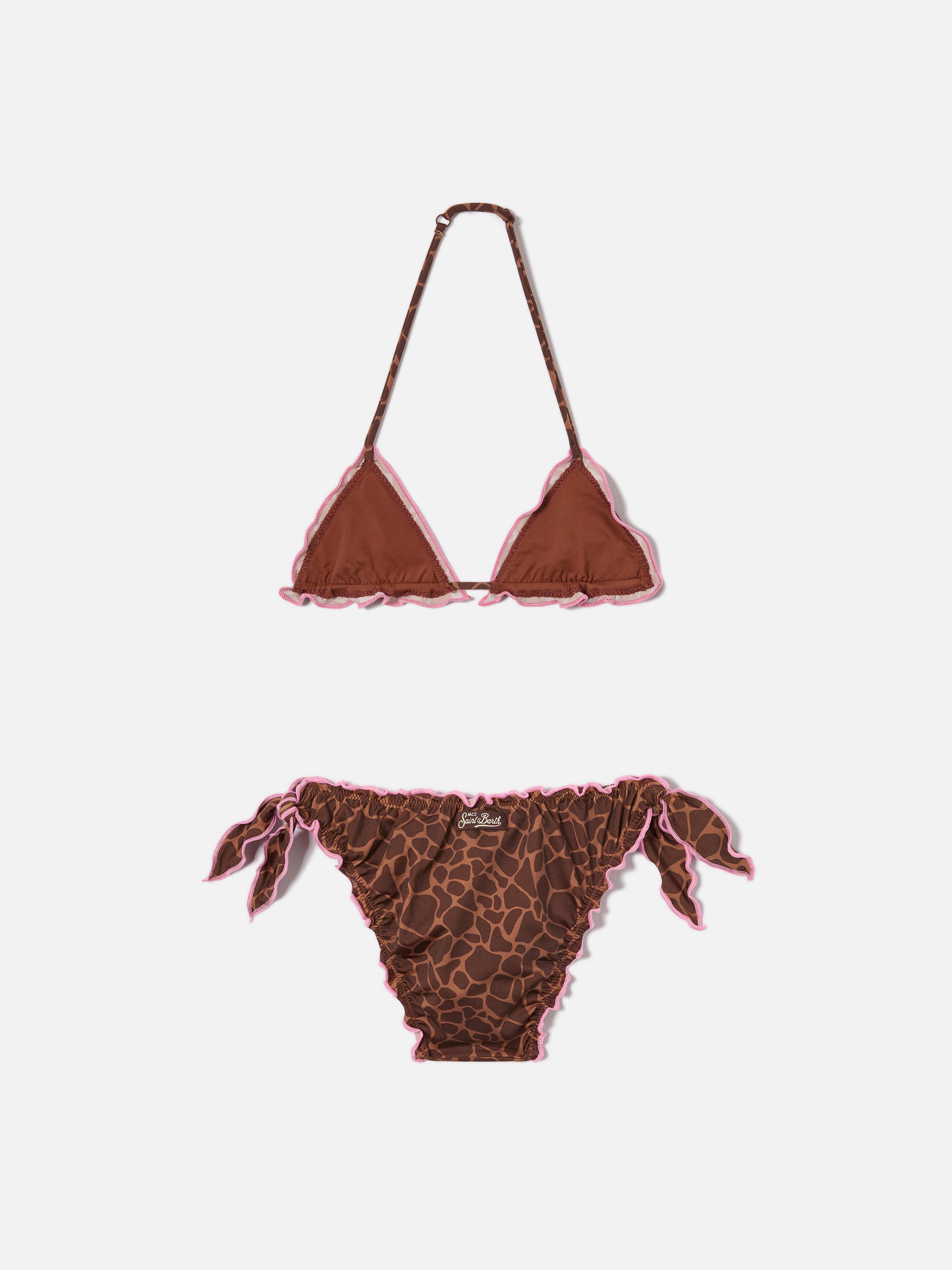 mc2-saint-barth-cris-bikini-da-bambina-animalier-marrone-e-rosa image 2