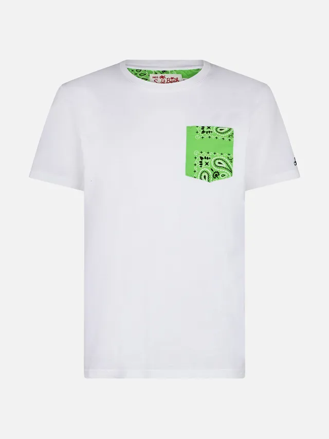 mc2-saint-barth-t-shirt-uomo-in-cotone-con-taschino-bandana-verde image 1