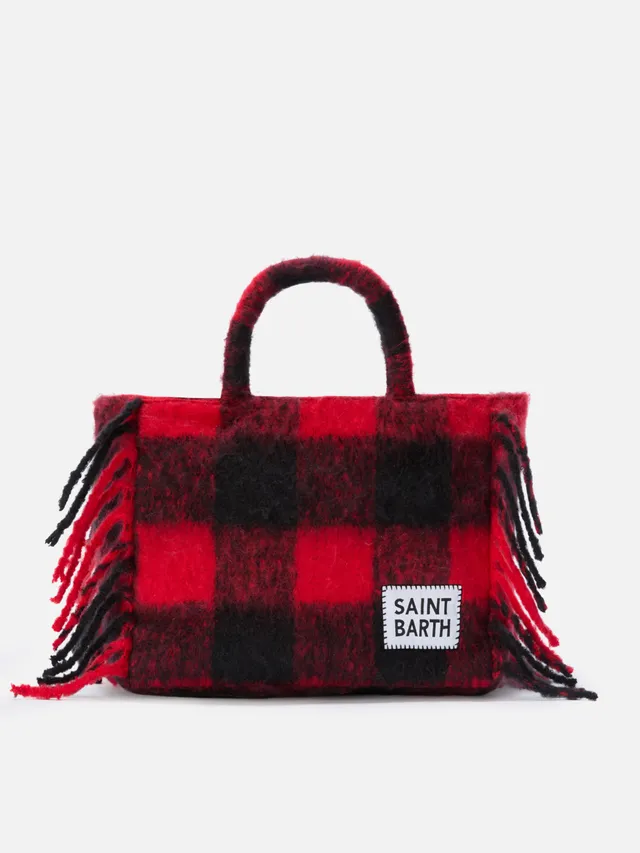 mc2-saint-barth-borsa-coperta-colette-check-rossa-e-nera-con-tracolla image 1