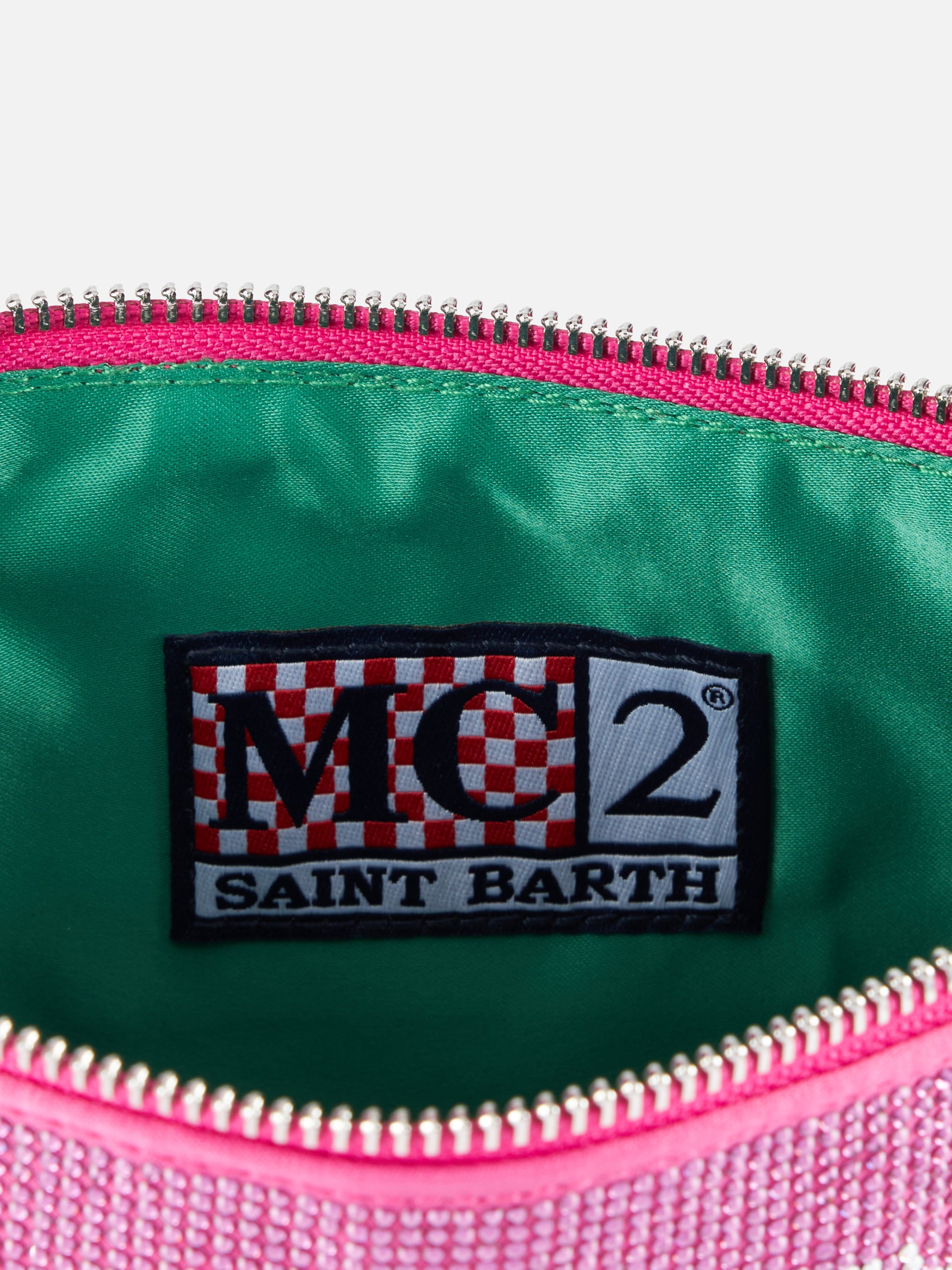 mc2-saint-barth-borsa-mini-strass-fucsia-con-manico-satinato-22x14cm image 5