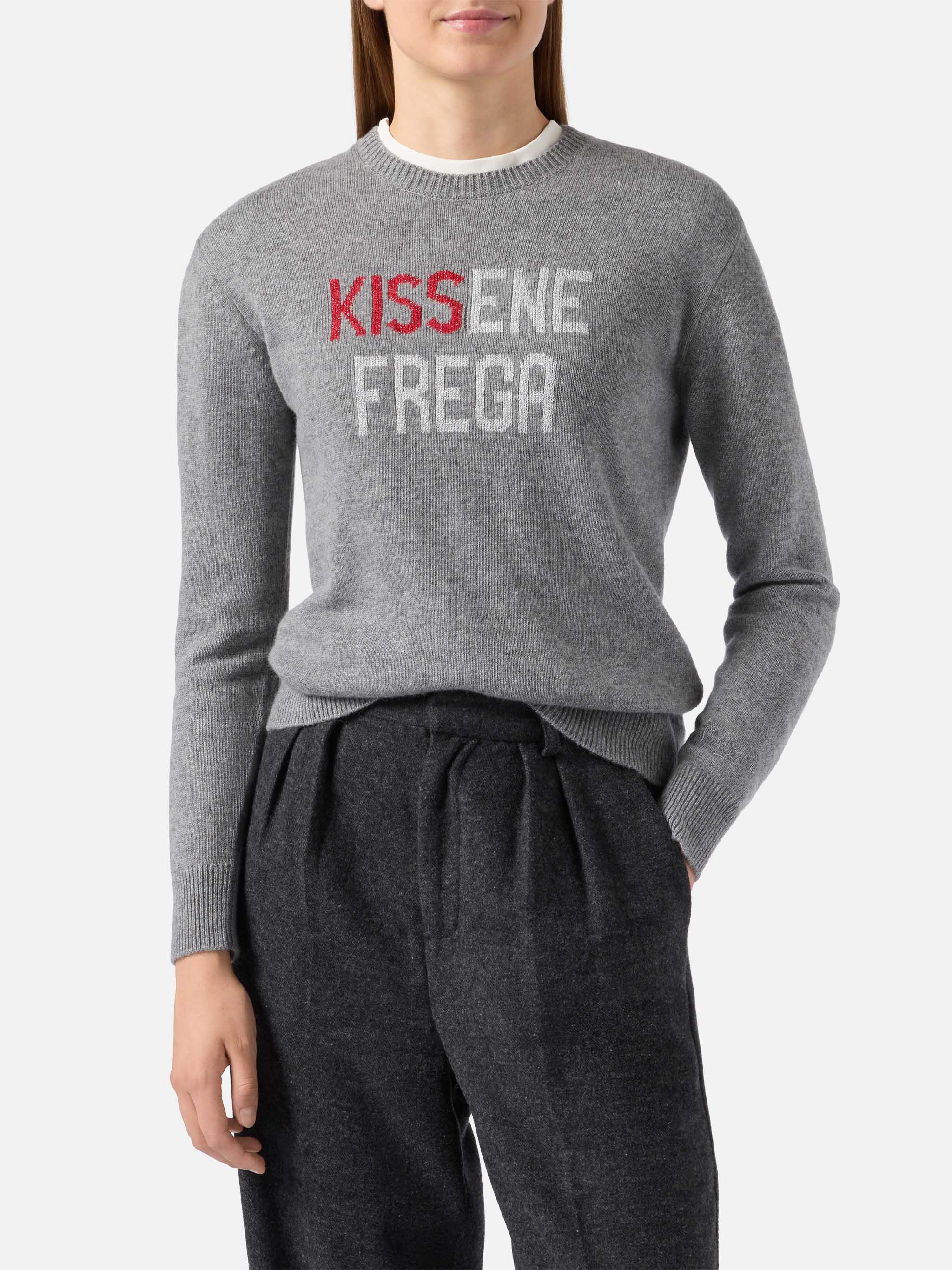 mc2-saint-barth-new-queen-maglione-girocollo-in-misto-cashmere-grigio-con-jacqua image 1