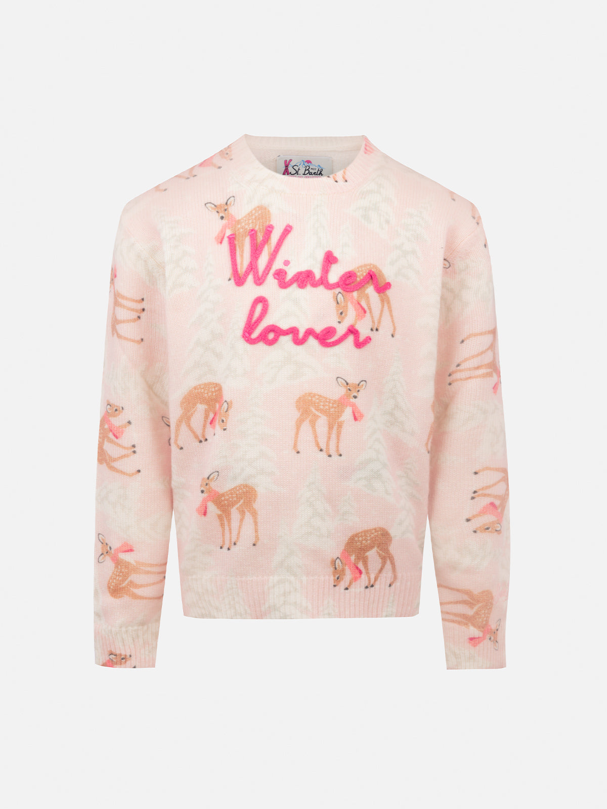 mc2-saint-barth-maglione-bambina-girocollo-rosa-princess-winter-lover image 1