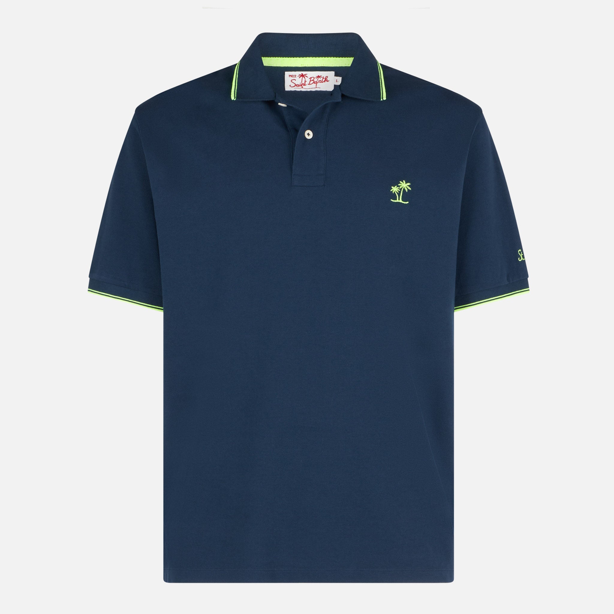 polo-mc2-saint-barth-in-piquet-di-cotone-stretch-blu-con-logo-st-barth-ricamato- image 4