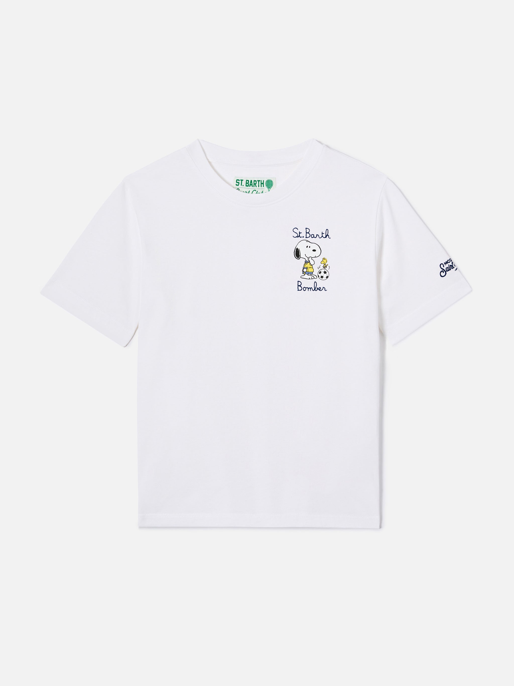 mc2-saint-barth-portland-jr-t-shirt-bambino-bianca-cotone-ricamo-bomber-peanuts- image 3