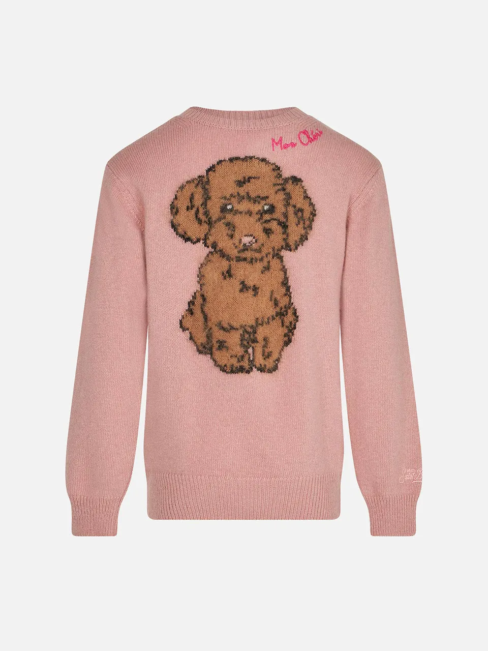 mc2-saint-barth-maglione-da-bambina-girocollo-jacquard-cane-in-misto-cashmere-ro image 1
