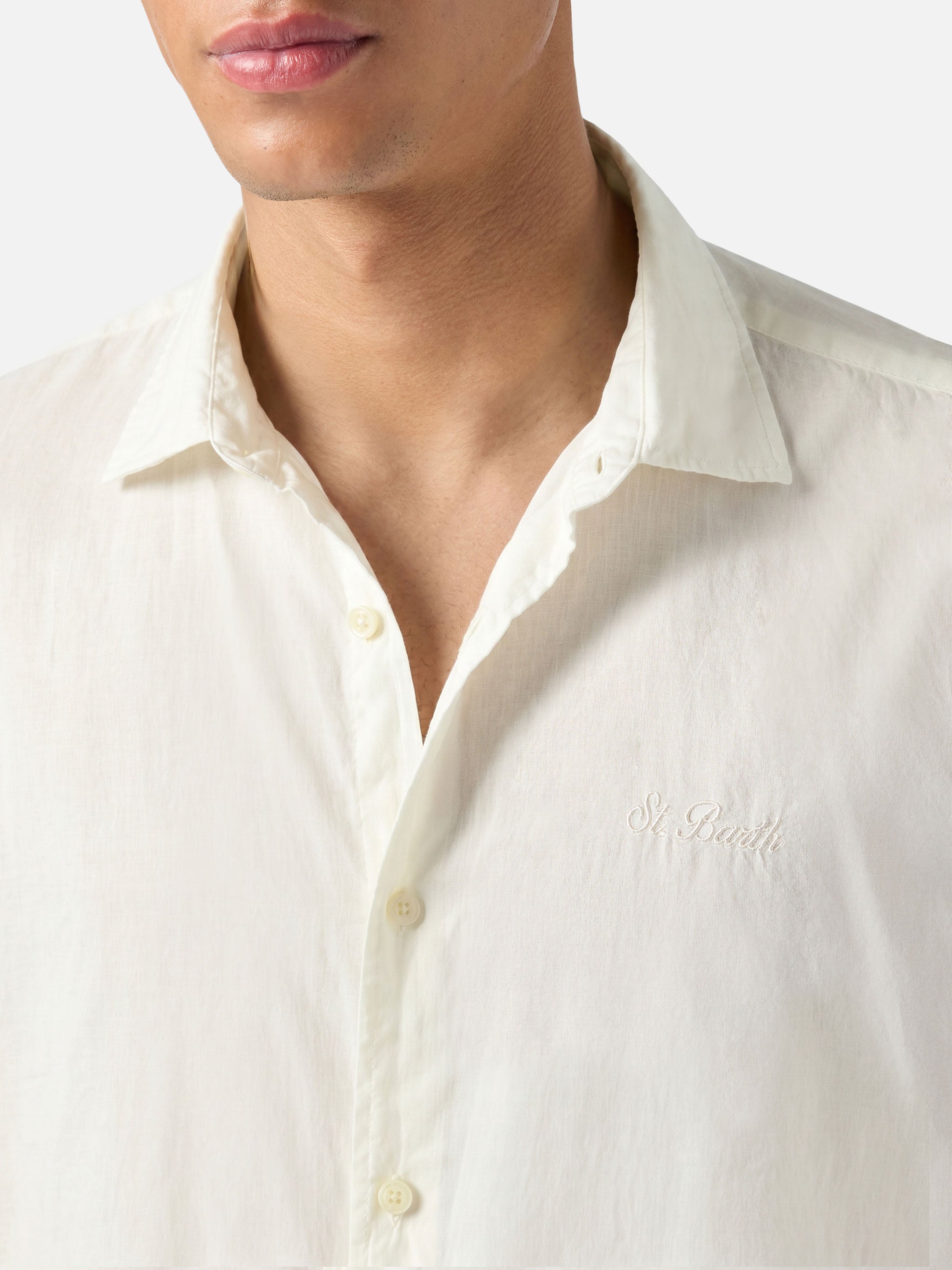 mc2-saint-barth-camicia-chemise-in-puro-cotone-voile-panna-da-uomo image 2