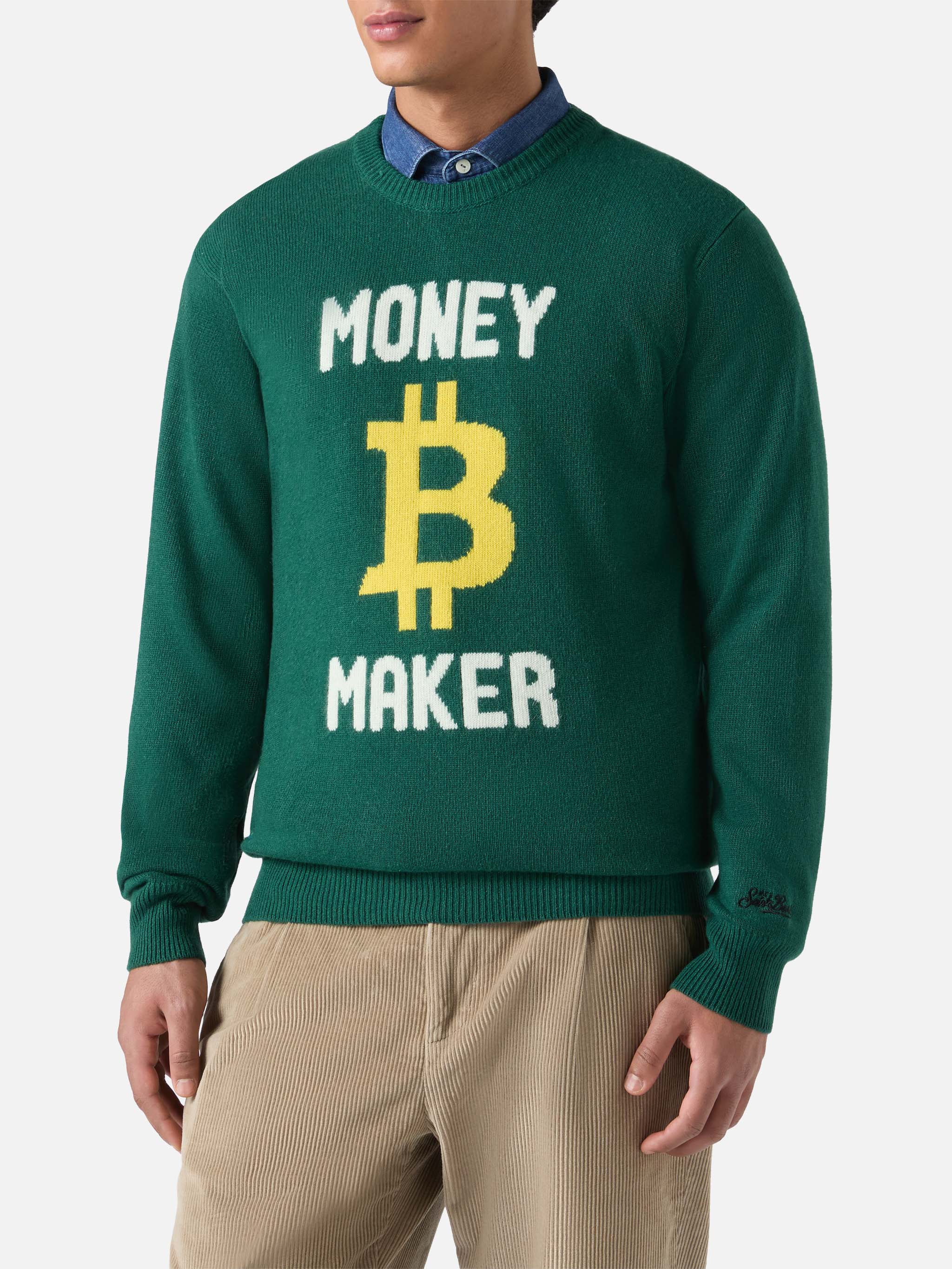 mc2-saint-barth-maglione-heron-girocollo-verde-money-maker-uomo image 1