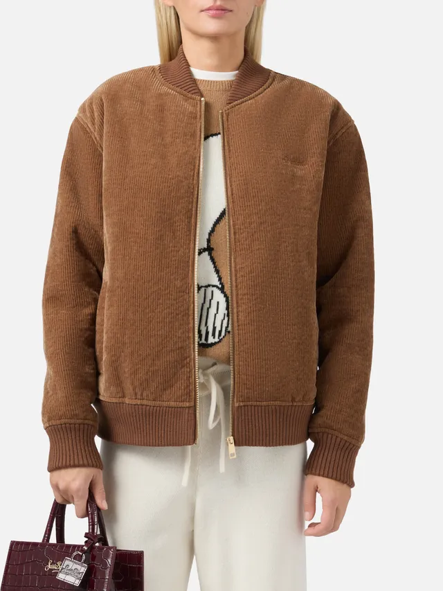 mc2-saint-barth-bomber-celia-in-corduroy-marrone-con-interno-teddy-zip-e-vestibi image 1
