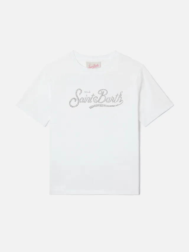 mc2-saint-barth-elly-t-shirt-bambina-bianca-in-cotone-con-saint-barth-in-strass image 1