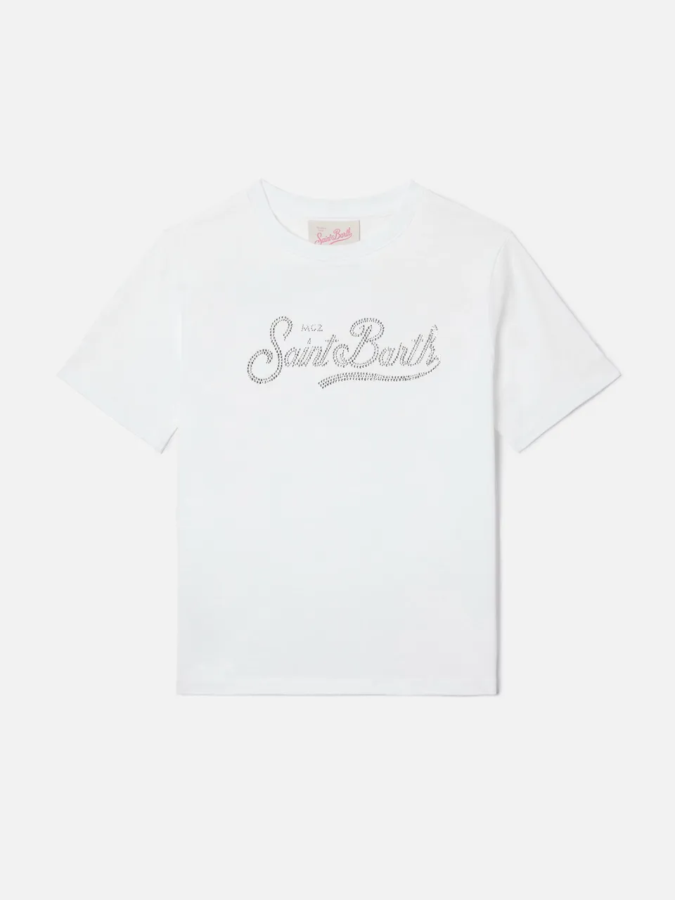 mc2-saint-barth-elly-t-shirt-bambina-bianca-in-cotone-con-saint-barth-in-strass image 1