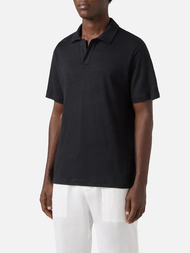 mc2-saint-barth-fraser-polo-uomo-in-puro-lino-nero image 1