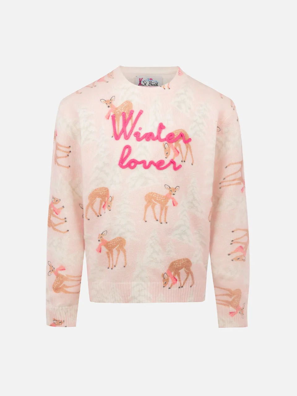 mc2-saint-barth-maglione-bambina-girocollo-rosa-princess-winter-lover image 1