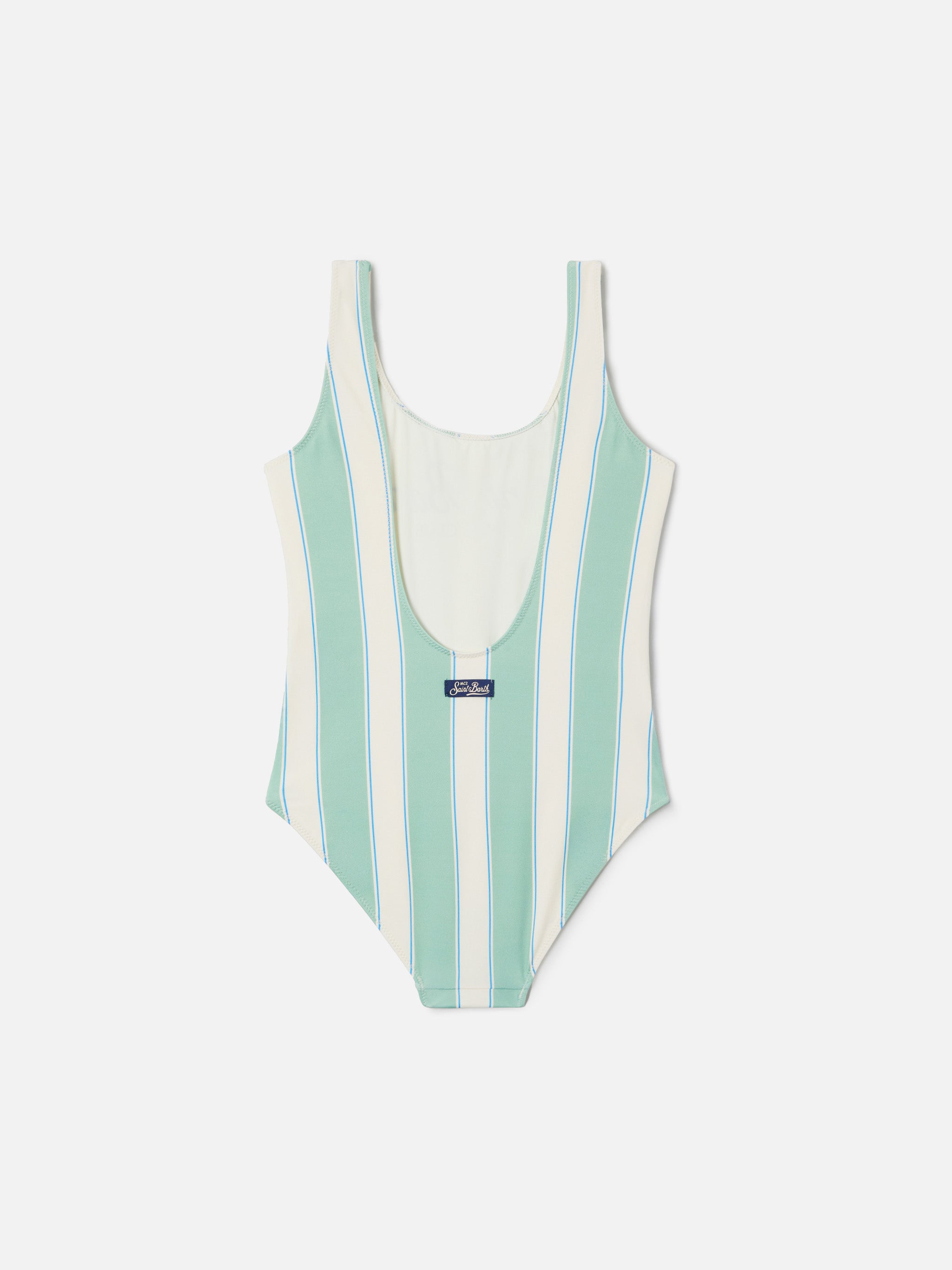 mc2-saint-barth-cara-costume-intero-bambina-righe-verdi-e-bianche-beach-club image 2