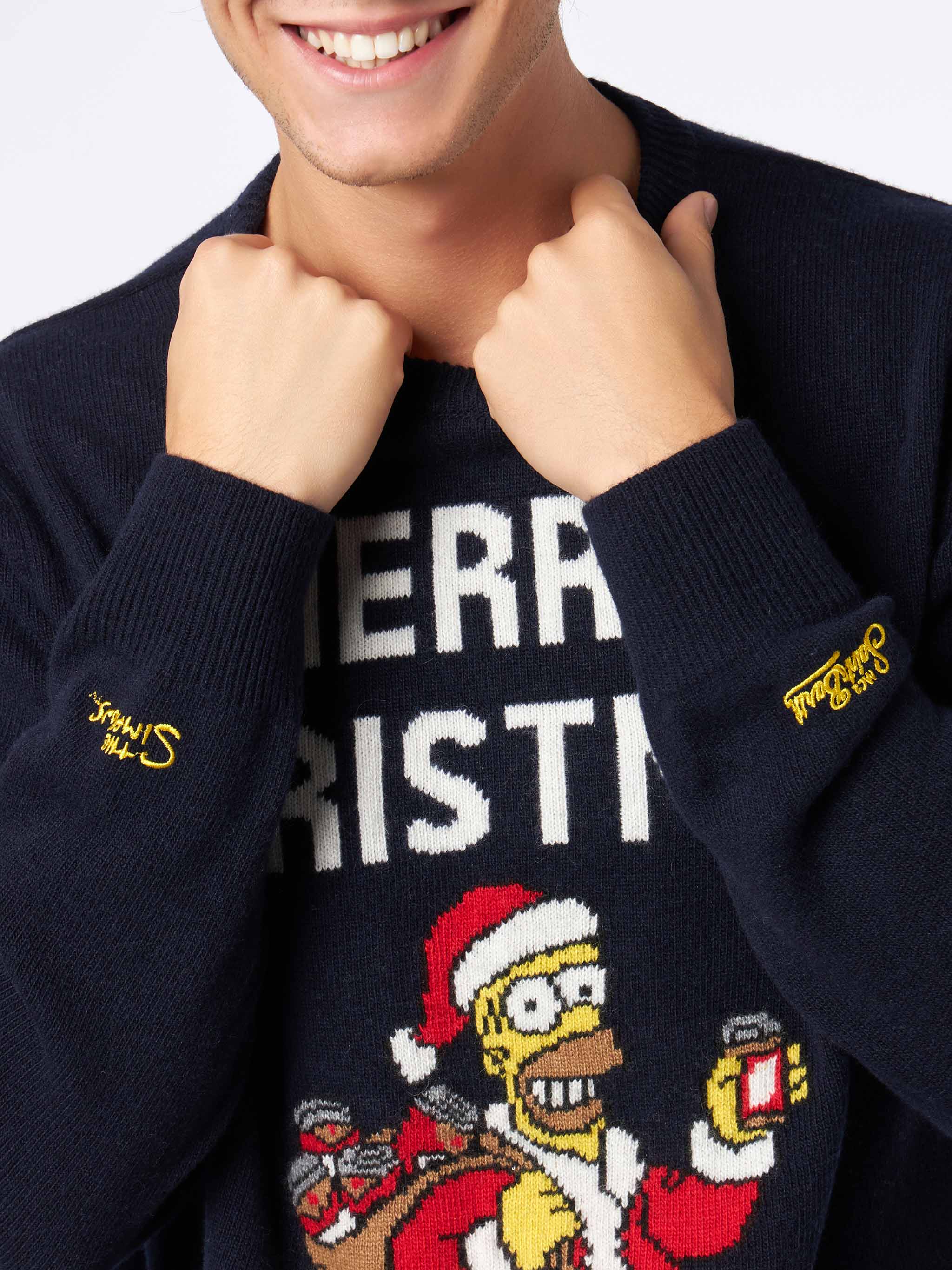 mc2-saint-barth-maglione-girocollo-heron-blu-stampa-jacquard-homer-simpson-edizi image 2