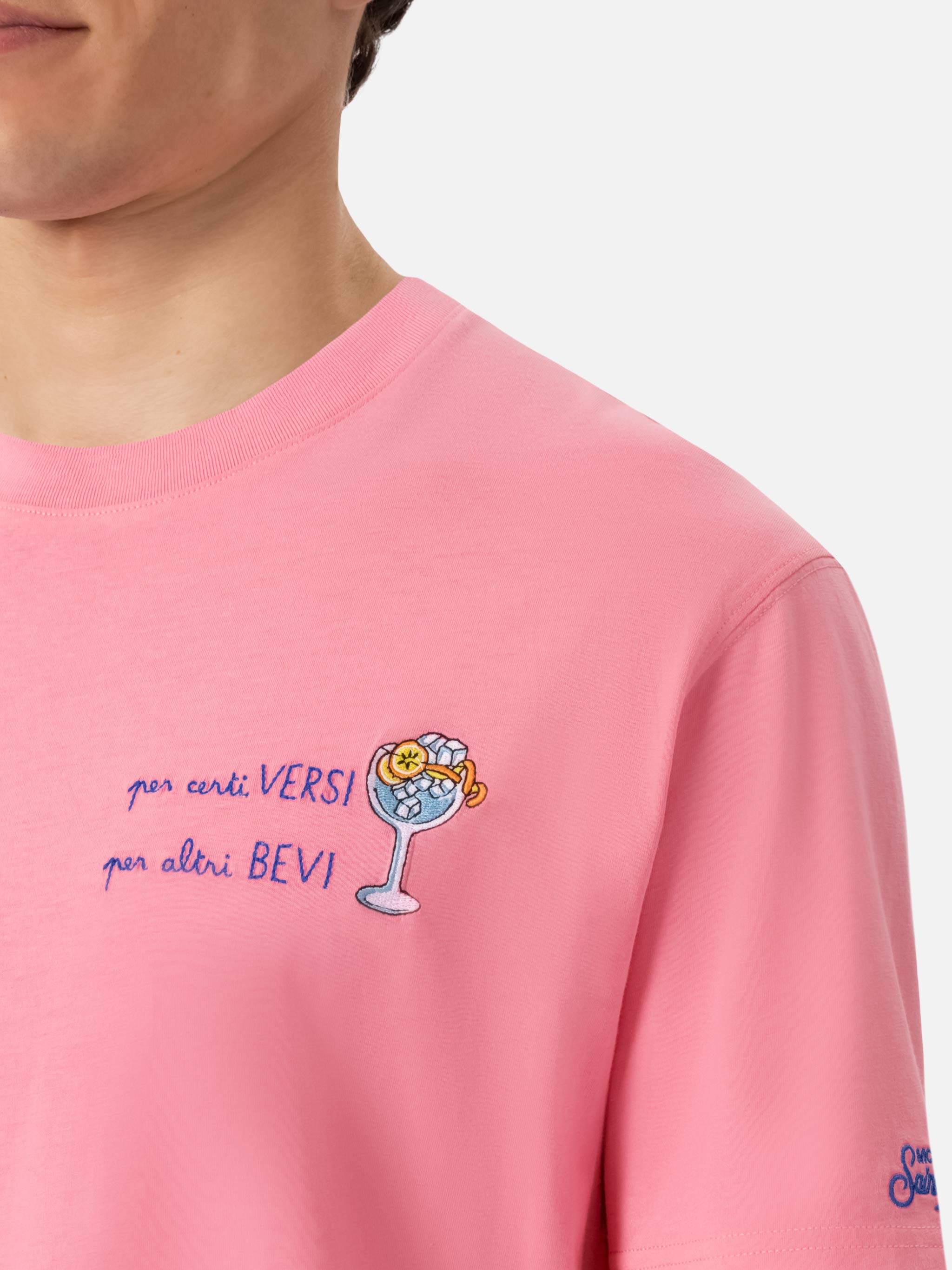 mc2-saint-barth-portofino-t-shirt-uomo-cotone-organico-rosa-ricamo image 1