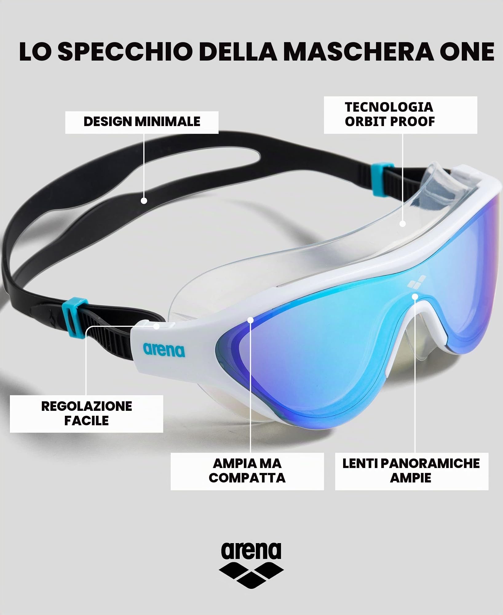 arena-the-one-mask-mirror-maschera-nuoto-unisex-adulto-lenti-scure image 2