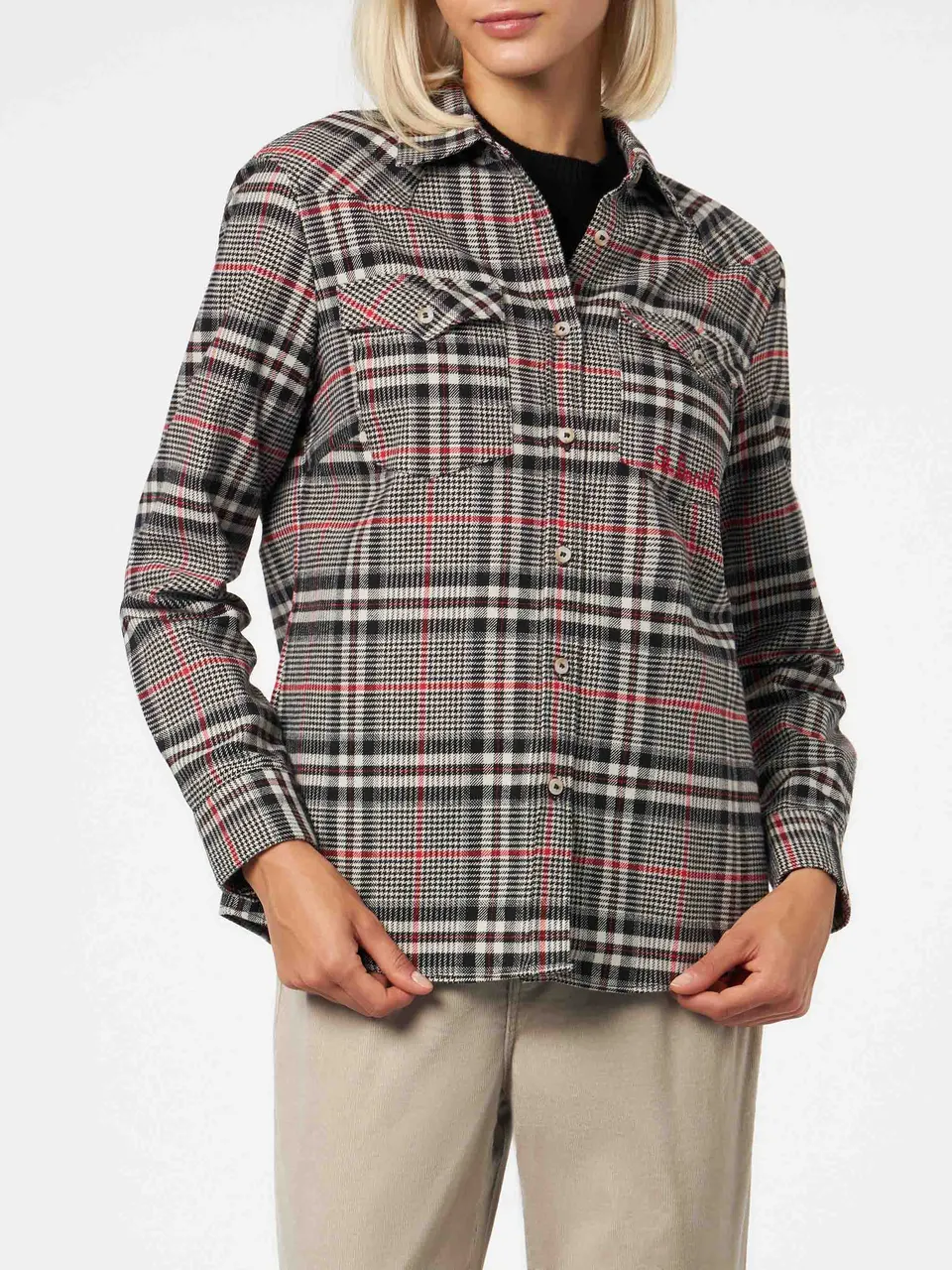 mc2-saint-barth-overshirt-deer-con-stampa-principe-di-galles image 1