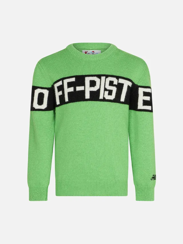 mc2-saint-barth-maglione-bambino-off-piste-verde-fluo-in-misto-cashmere image 1