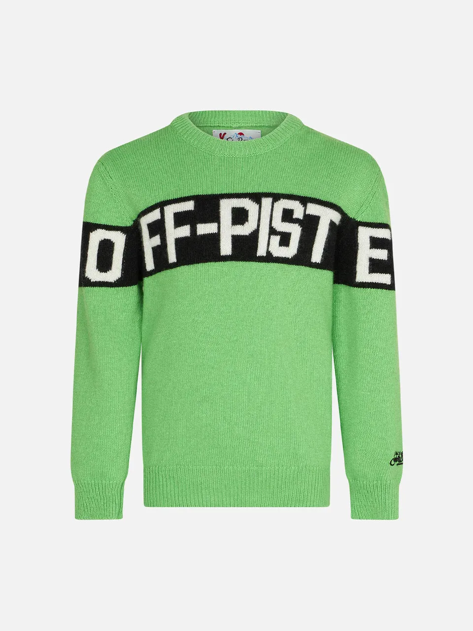 mc2-saint-barth-maglione-bambino-off-piste-verde-fluo-in-misto-cashmere image 1