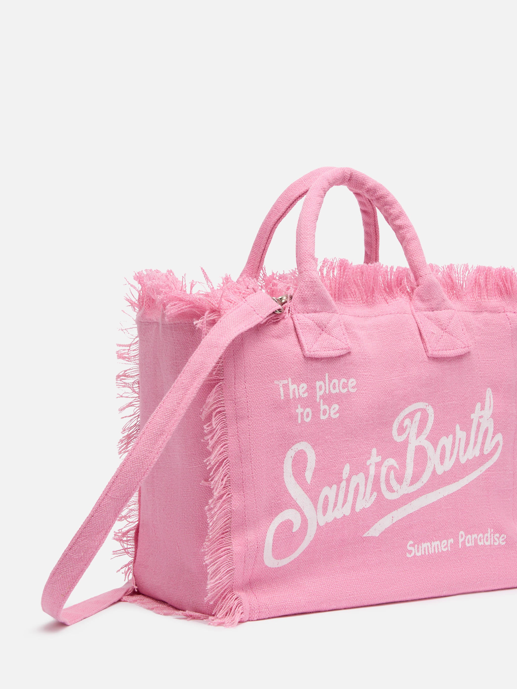 mc2-saint-barth-borsa-colette-in-lino-rosa-tinta-unita-con-frange image 4