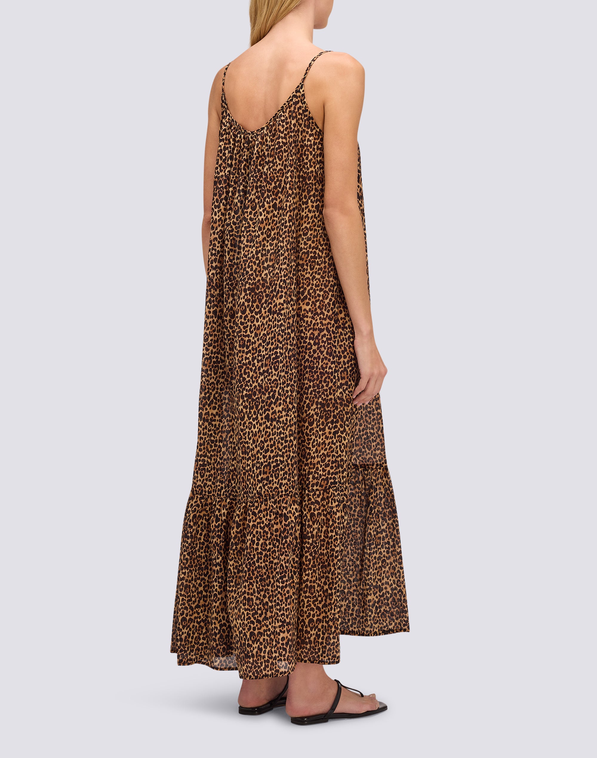 sundek-abito-donna-lungo-in-voile-di-cotone-animalier-con-maxi-rouches-w961drvl3 image 2