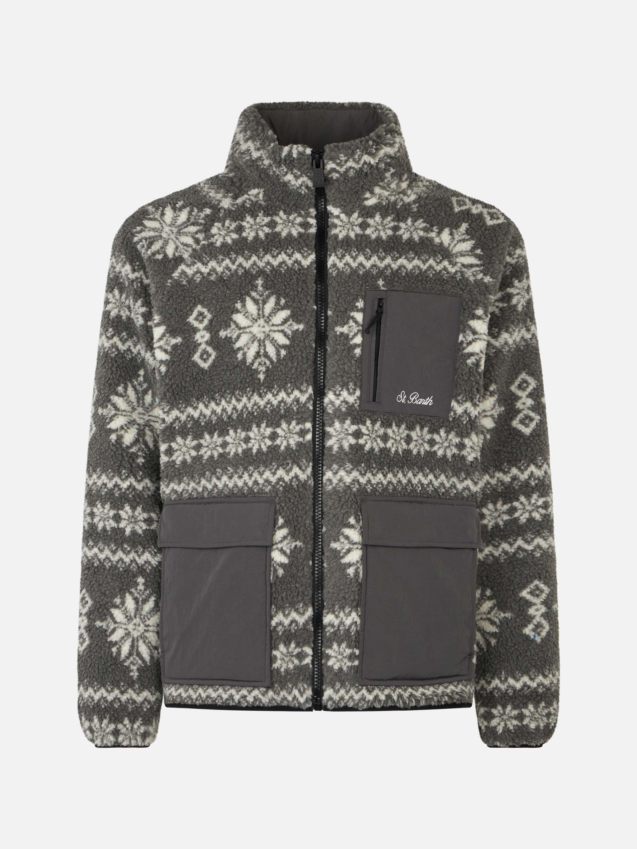 mc2-saint-barth-giacca-keystone-uomo-sherpa-fantasia-nordica-grigia image 4