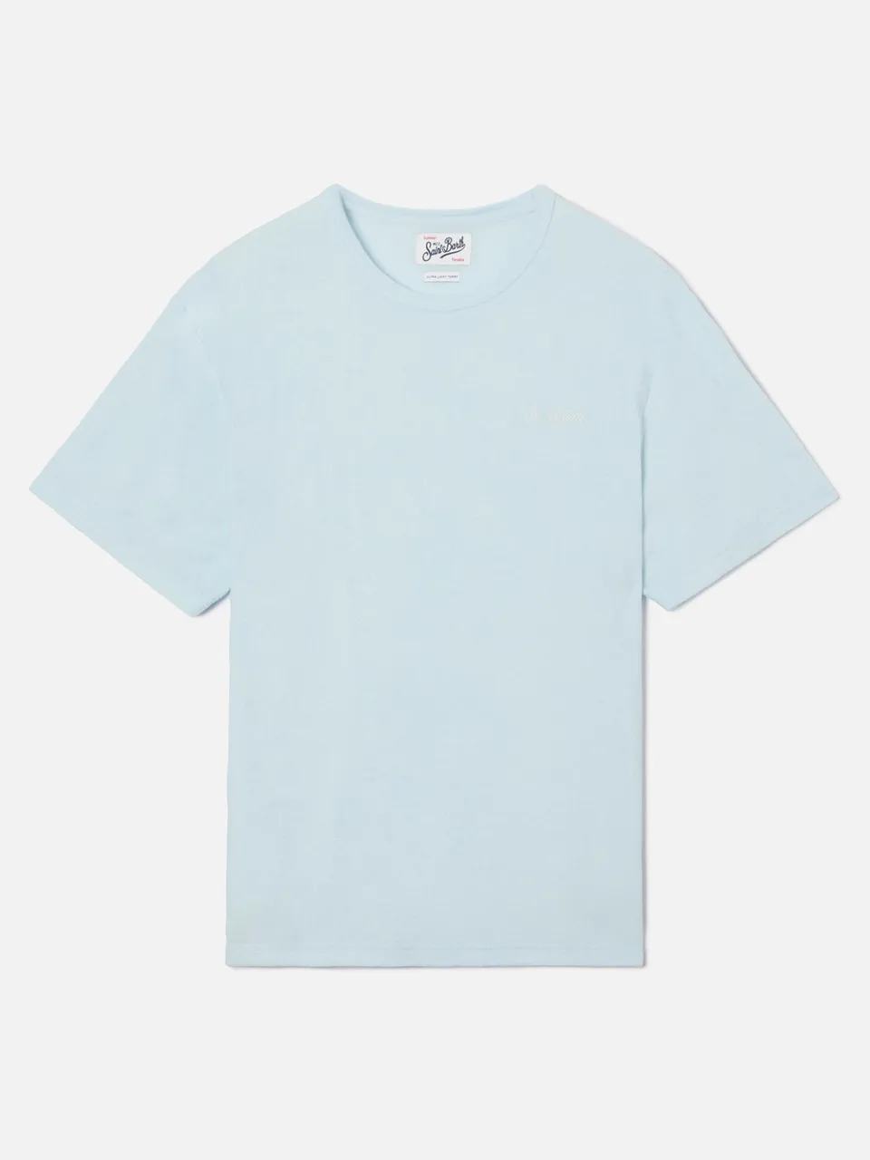 mc2-saint-barth-gary-t-shirt-uomo-azzurra-effetto-spugna-con-ricamo-logo image 1