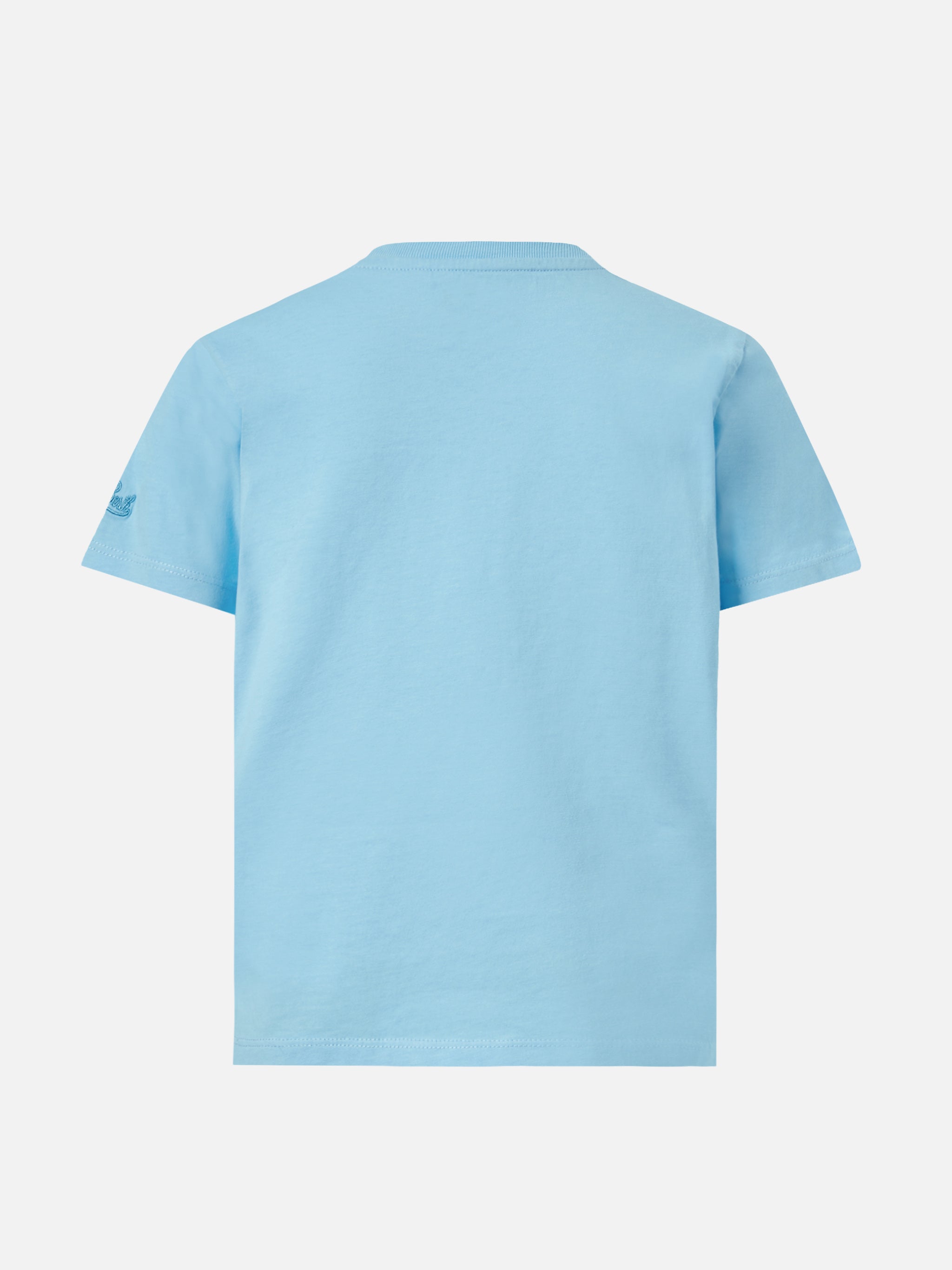 mc2-saint-barth-t-shirt-elly-bambina-verde-acqua-stampa-hawaii-cotone image 3