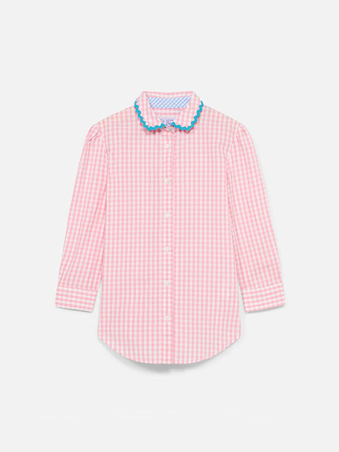 mc2-saint-barth-camicia-bambina-vichy-bianco-rosa-100-cotone-con-logo-ricamato image 2