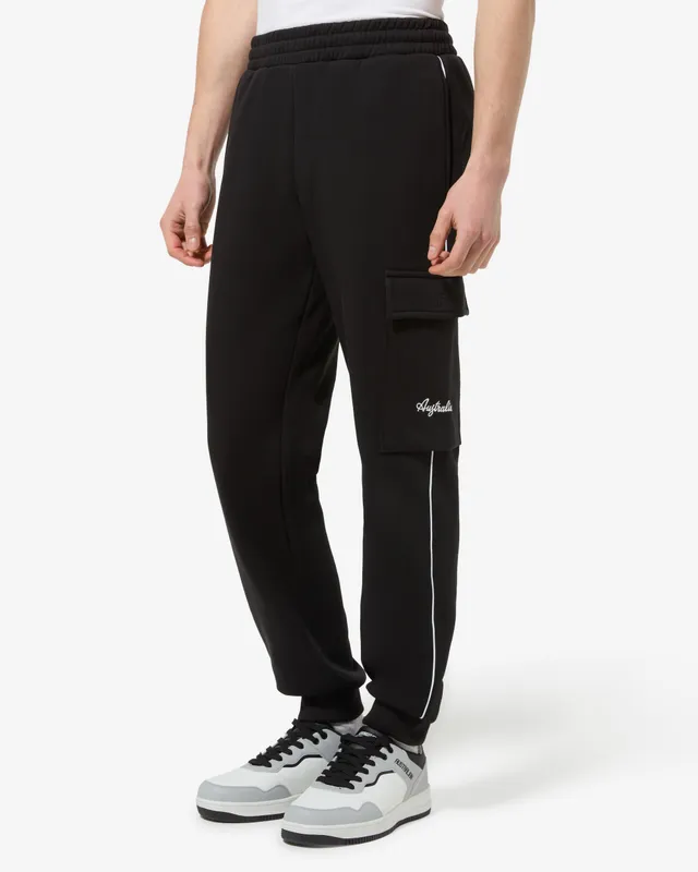 australian-pocket-track-pant-pantalone-felpa-invernale-nero-con-tasca-gamba image 1