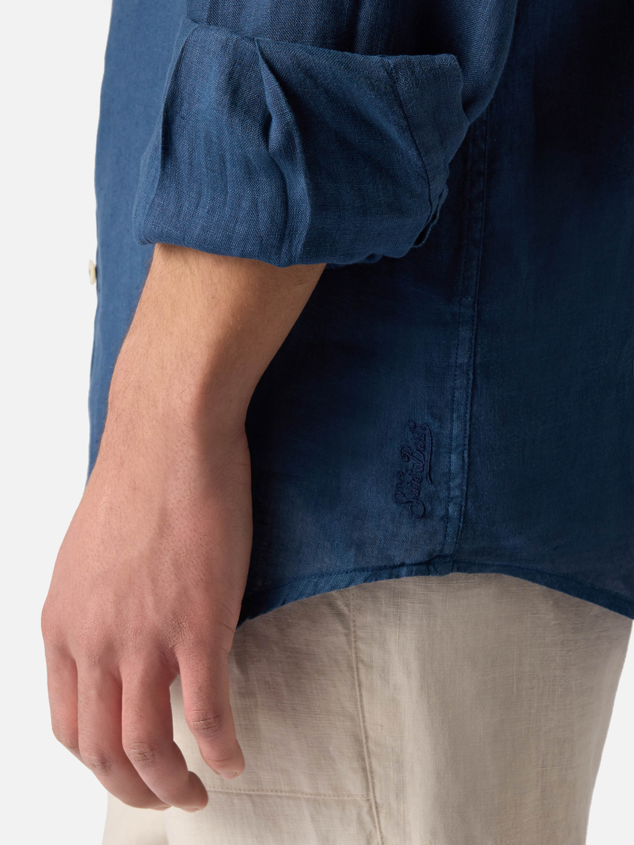 mc2-saint-barth-camicia-uomo-pamplona-lino-blu image 3