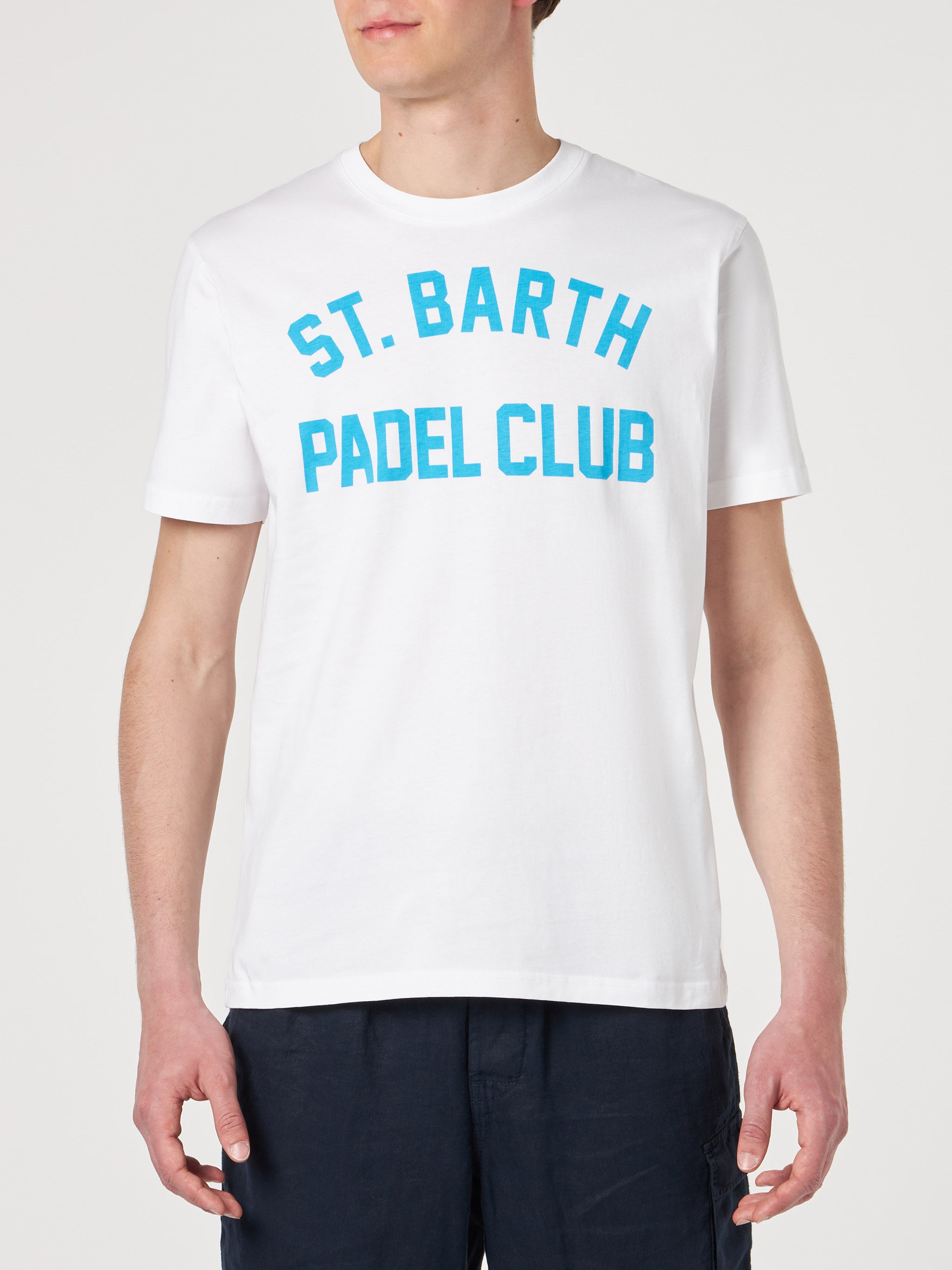 t-shirt-mc2-saint-barth-padel-club-da-uomo-in-cotone-bianco-con-stampa-bluette-e image 2