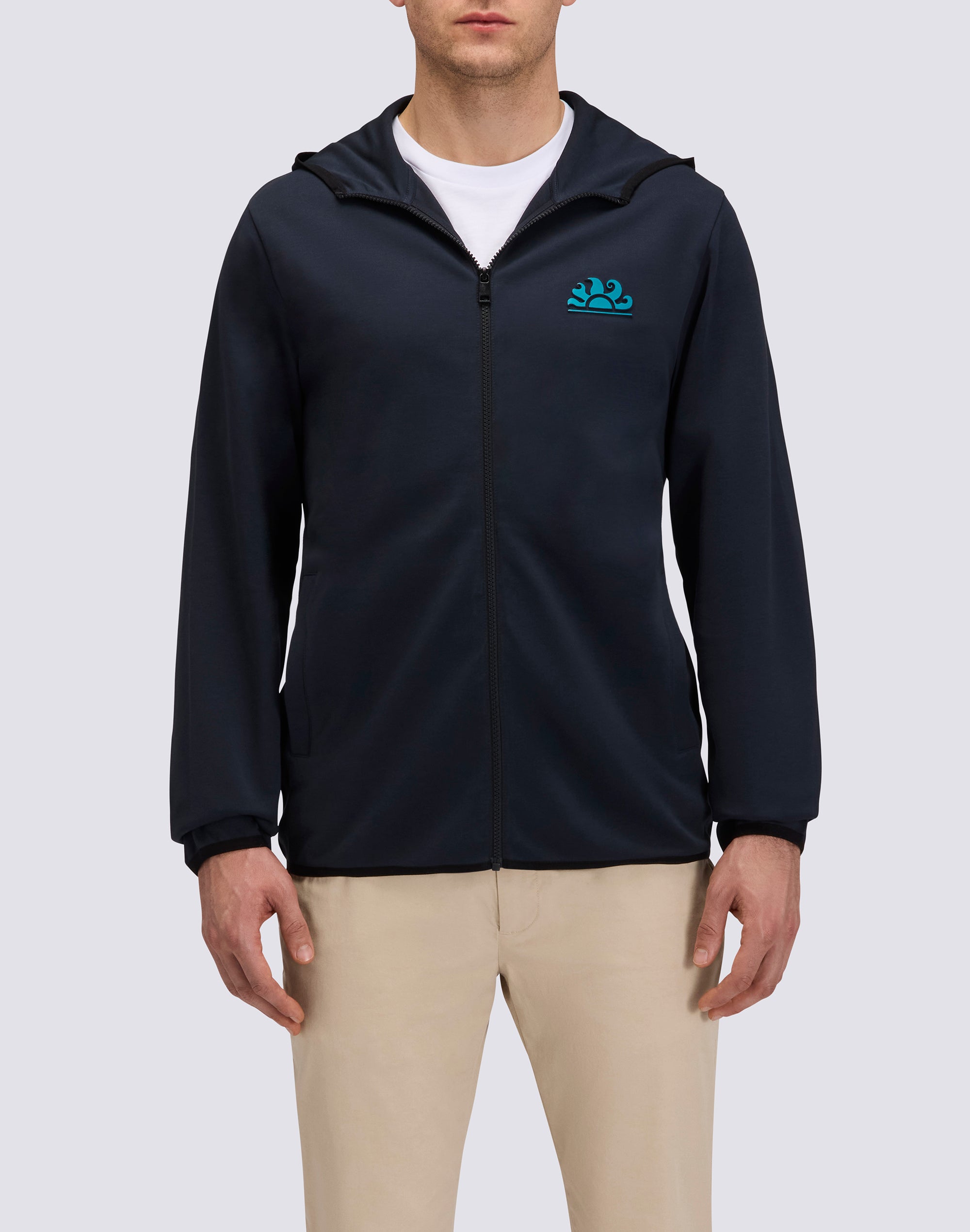 sundek-felpa-uomo-con-cappuccio-full-zip-cotone-interlock-riciclato-m416jhil400 image 1