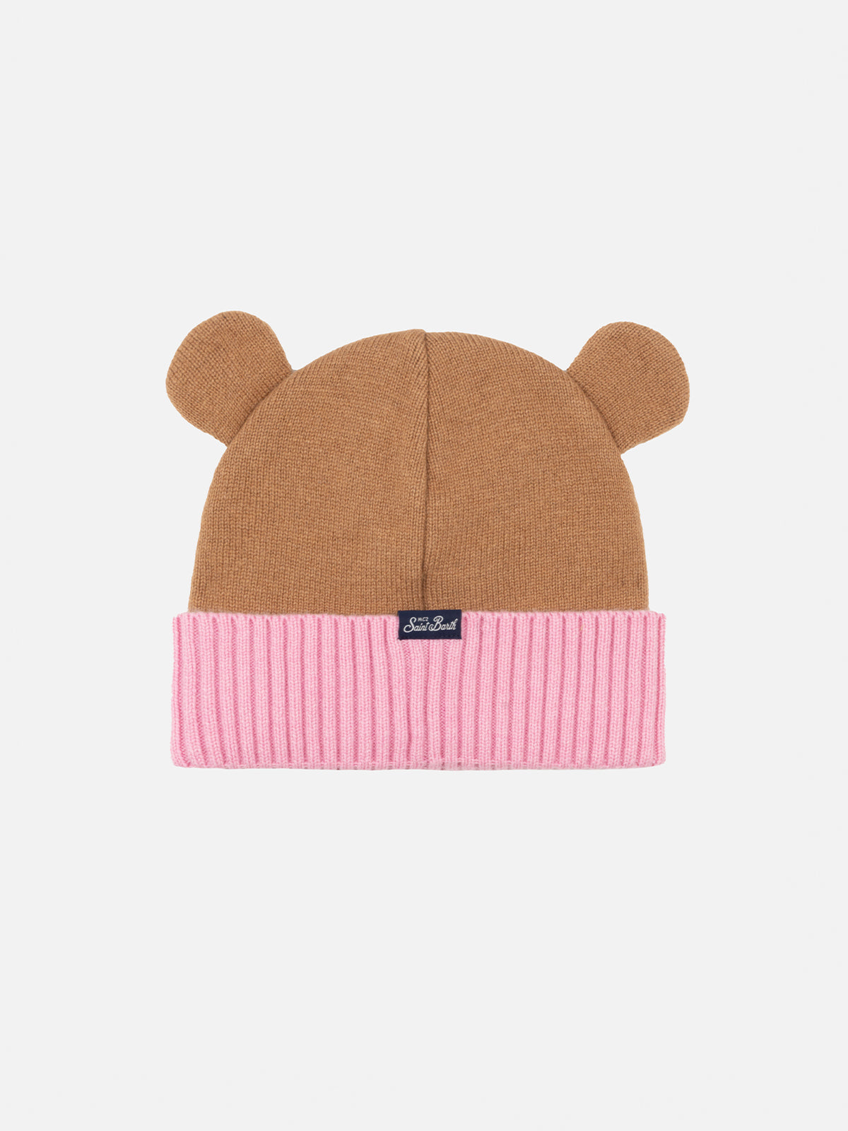 mc2-saint-barth-cappello-zaya-bambina-orso-rosa-e-marrone-jacquard image 2