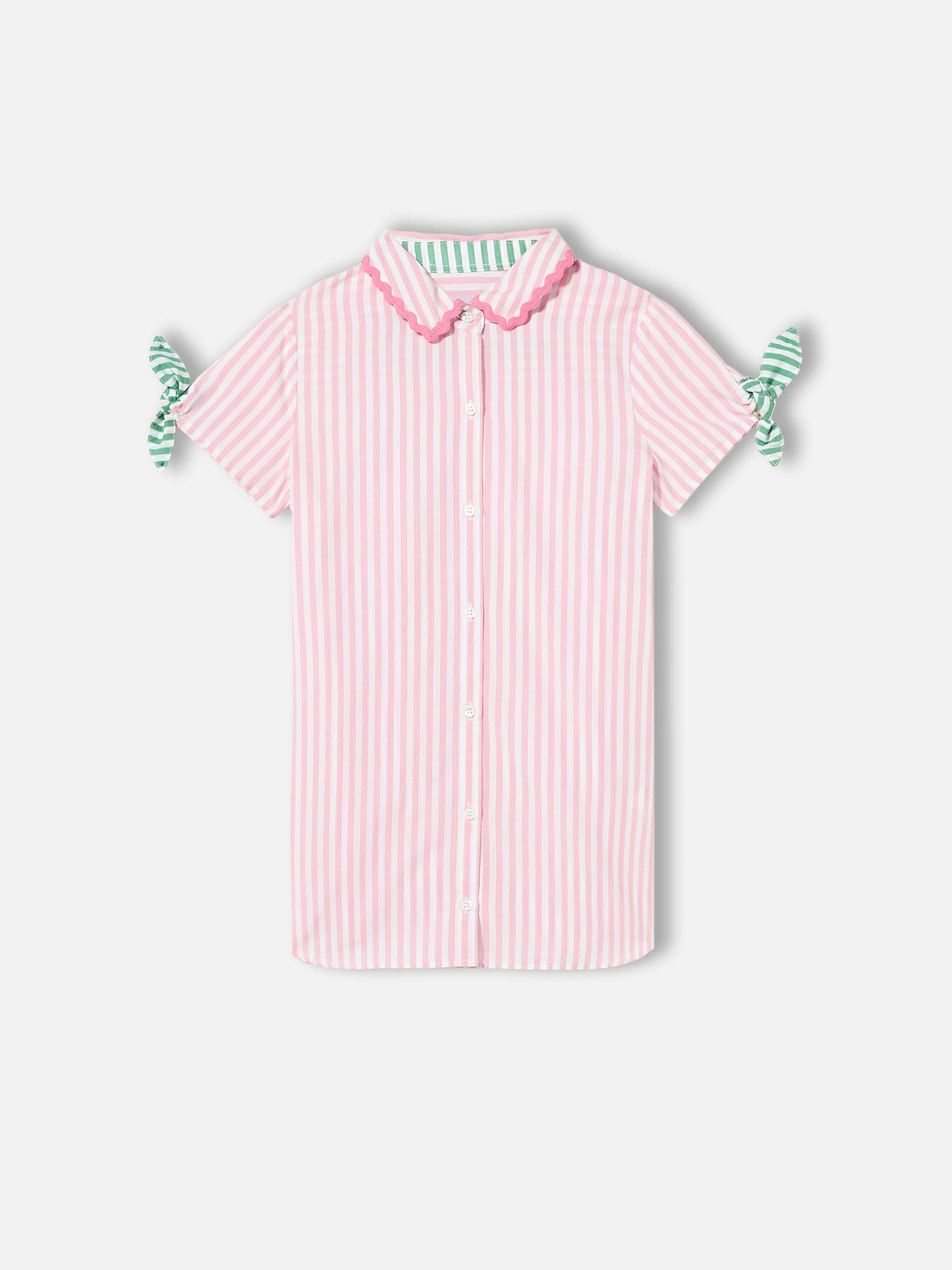 mc2-saint-barth-abito-chemisier-bambina-a-righe-fucsia-e-bianco-in-cotone image 2