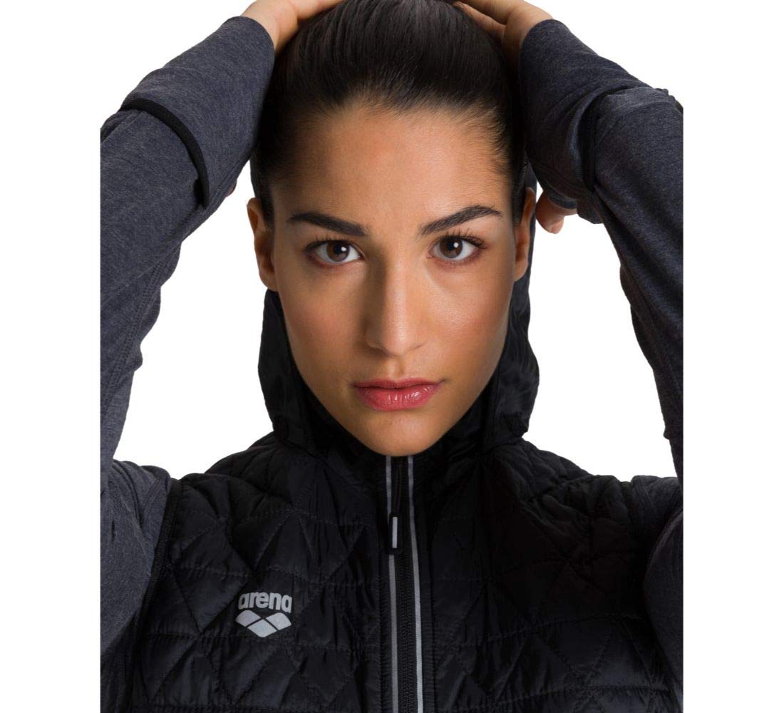 arena-padded-gilet-smanicato-donna-nero-con-cappuccio-taglia-xs image 4