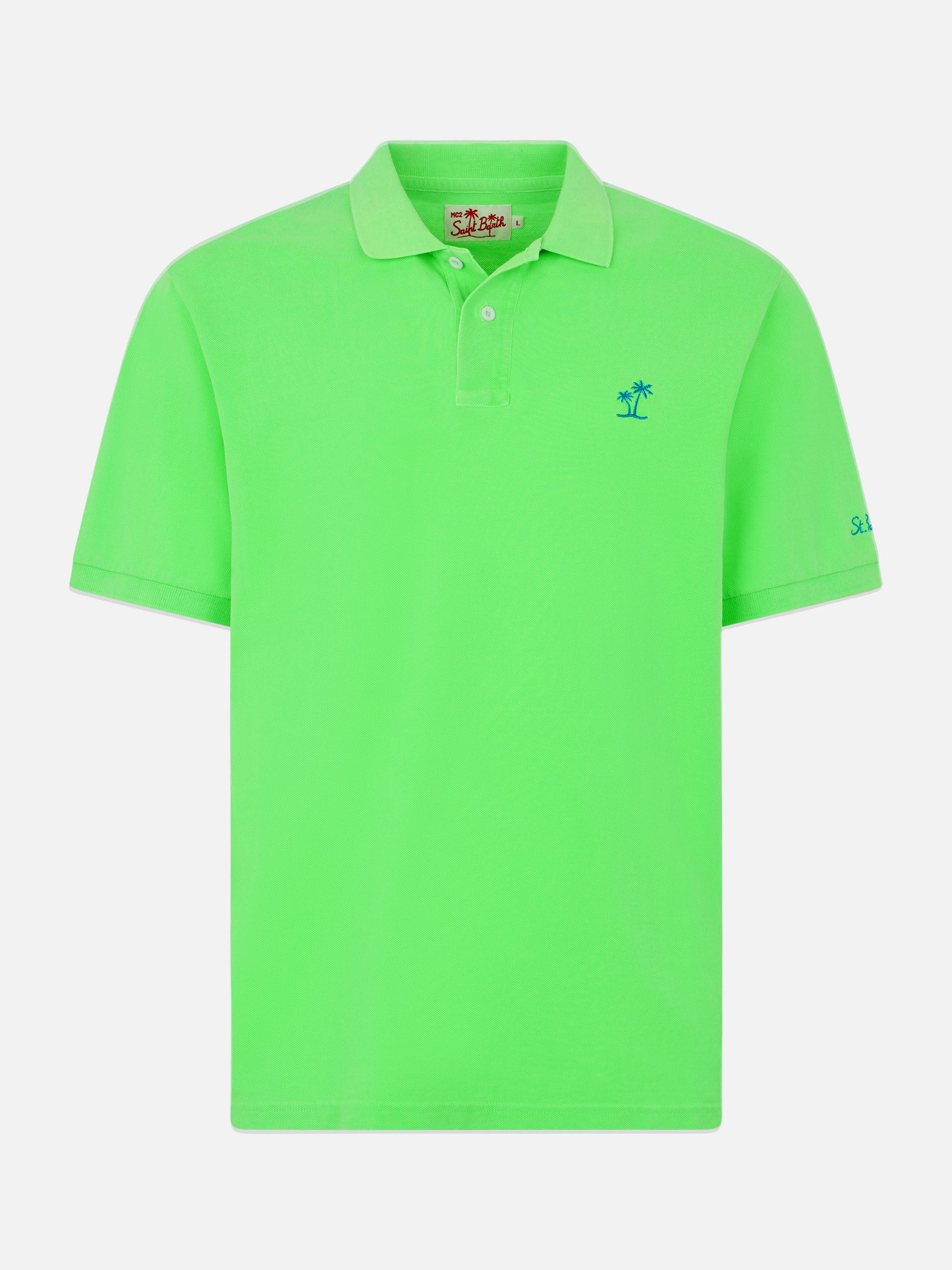 mc2-saint-barth-beverly-hills-polo-uomo-verde-fluo-effetto-vintage image 4