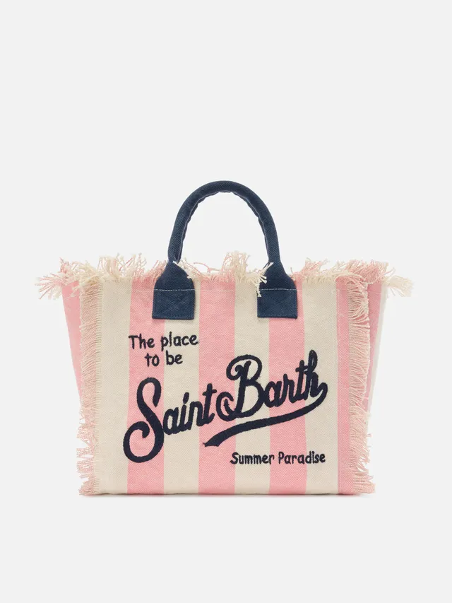 mc2-saint-barth-colette-col0001-borsa-canvas-a-righe-rosa-con-frange image 1
