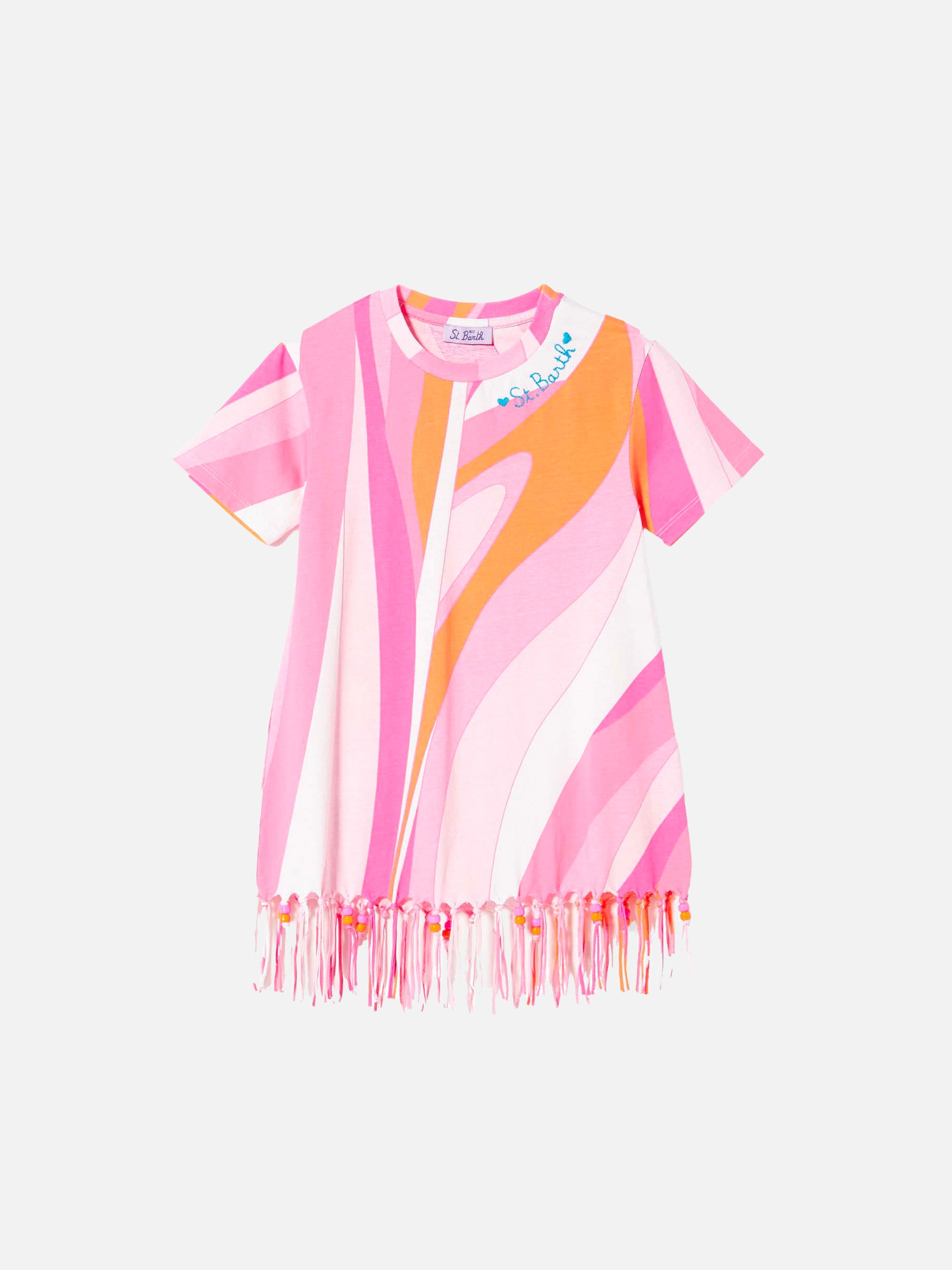 mc2-saint-barth-abito-da-bambina-in-cotone-con-frange-e-charms image 1