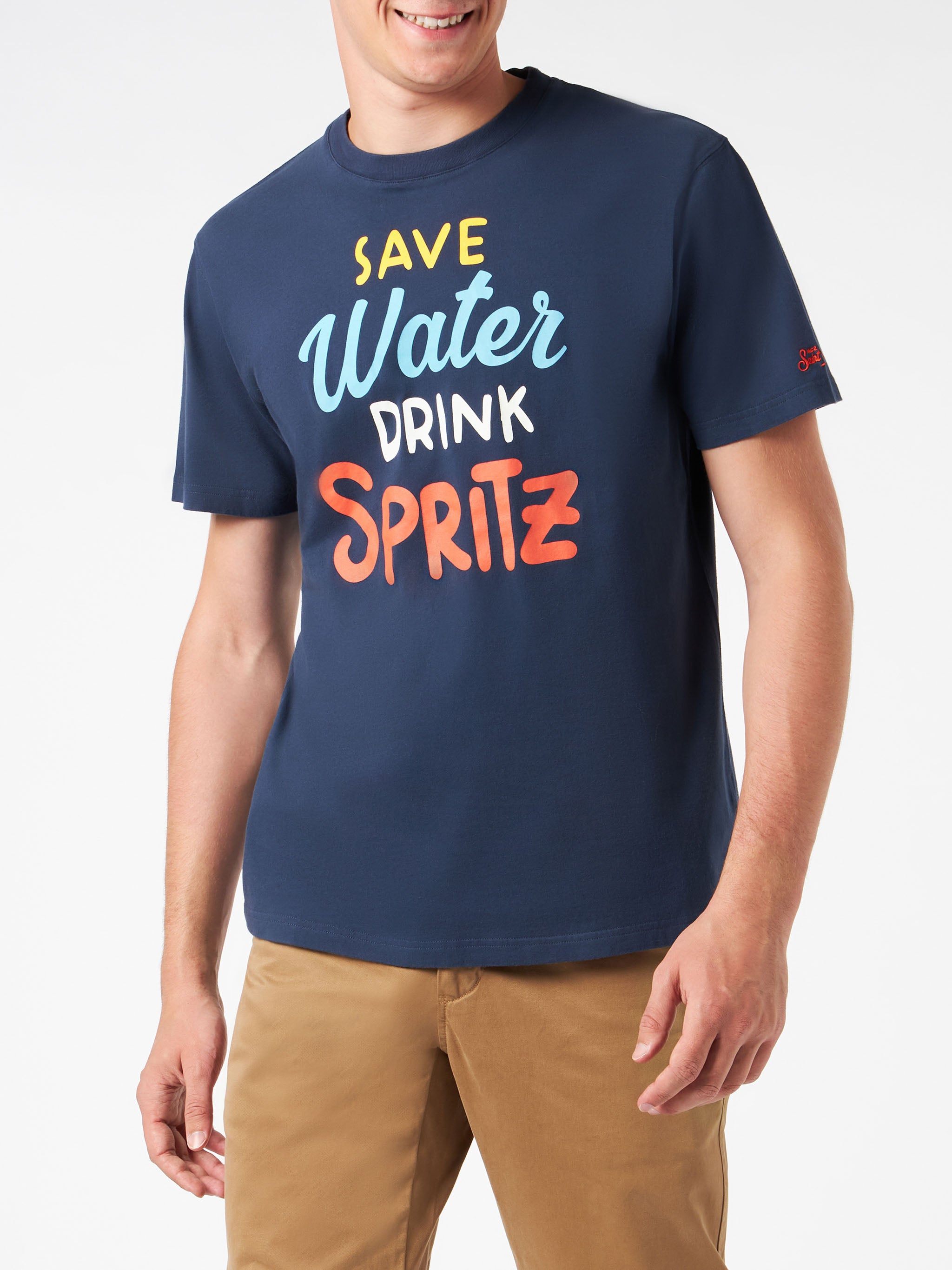 mc2-saint-barth-t-shirt-arnott-blu-con-stampa-save-water-drink-spritz image 3