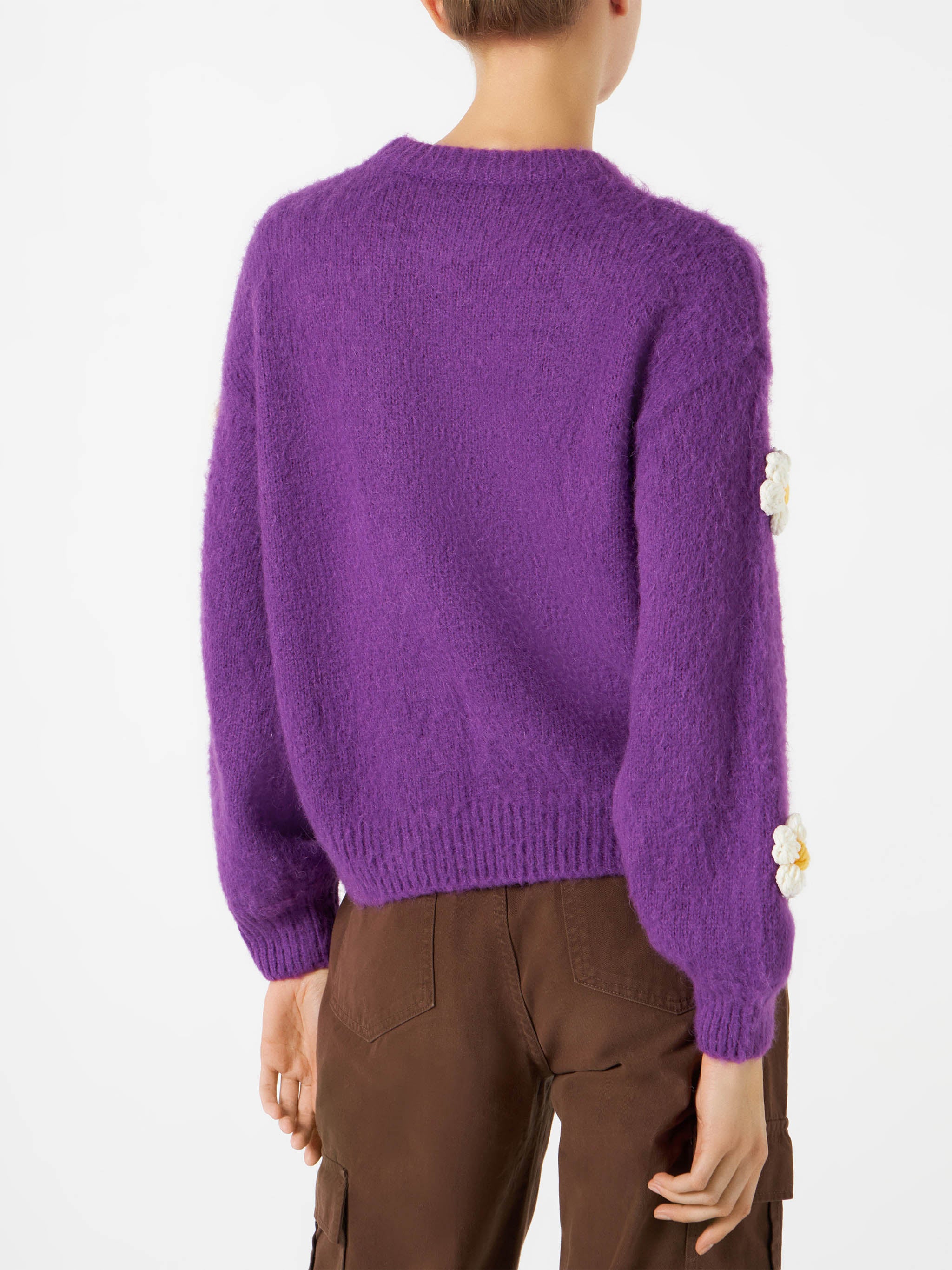 mc2-saint-barth-danya-soft-maglione-girocollo-viola-con-applicazioni-margherite image 3