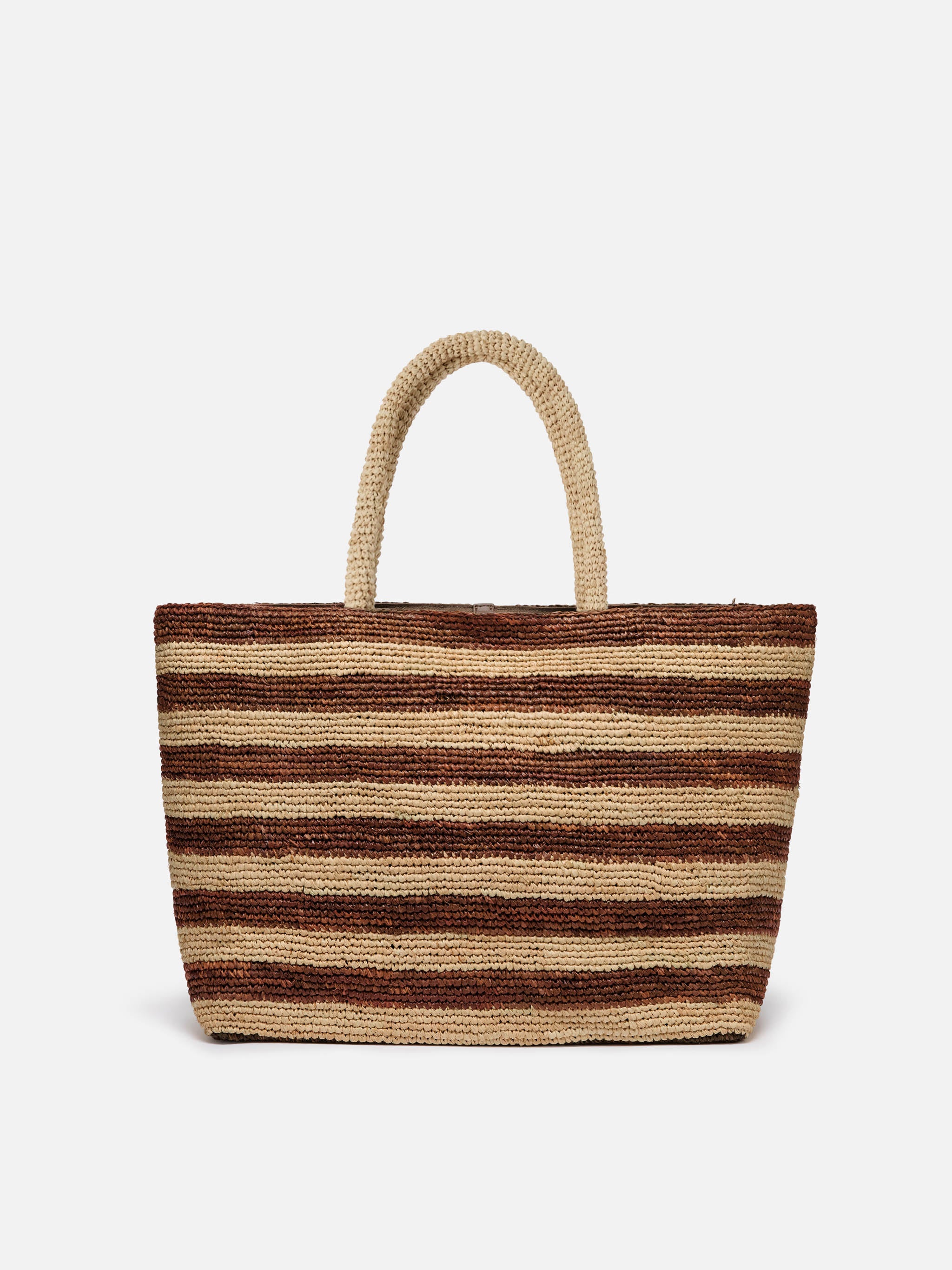 borsa-beach-mc2-saint-barth-in-raffia-a-righe-marroni-con-logo-ricamato image 4
