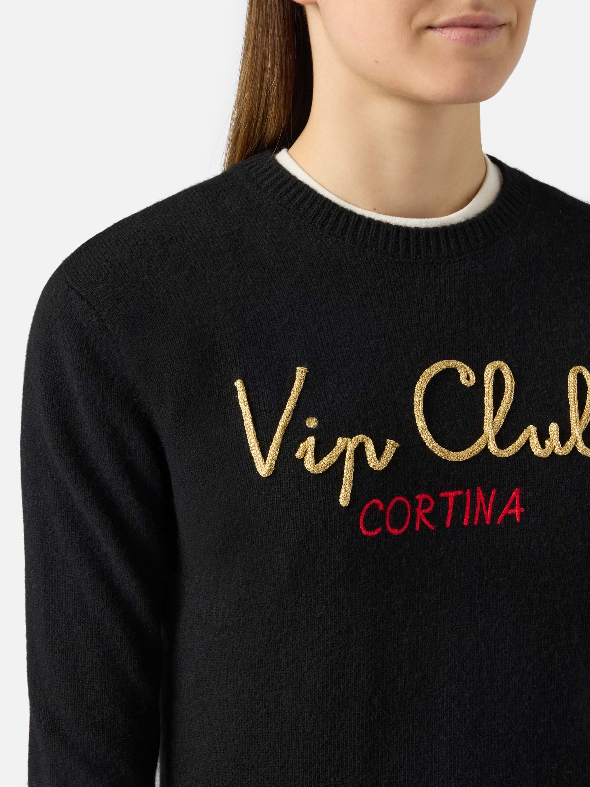 mc2-saint-barth-new-queen-maglione-donna-nero-ricamo-vip-club-special-edition image 2